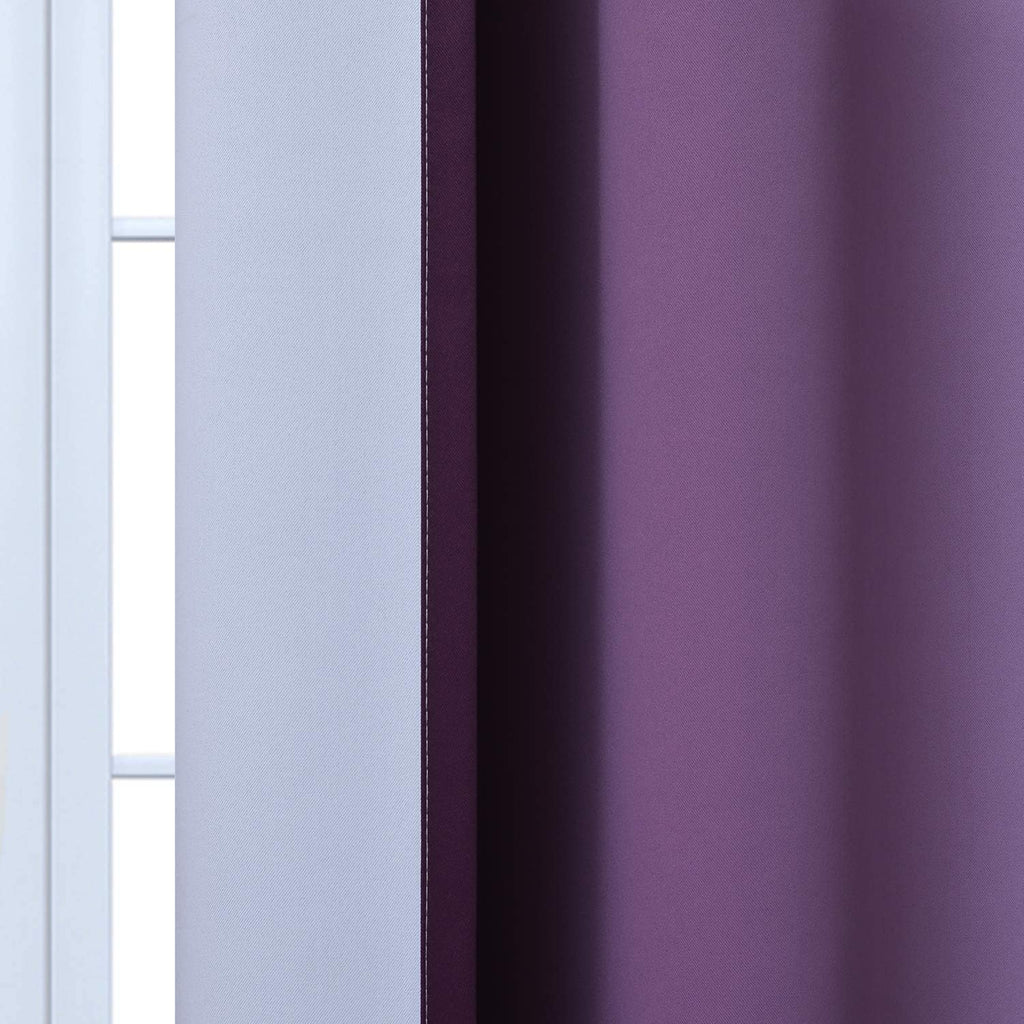 Yakamok Room Darkening Ombre Curtains 84 Inch Length, Purple and Greyish White Thermal Insulated Gradient Color Curtains, Light Blocking Gro…