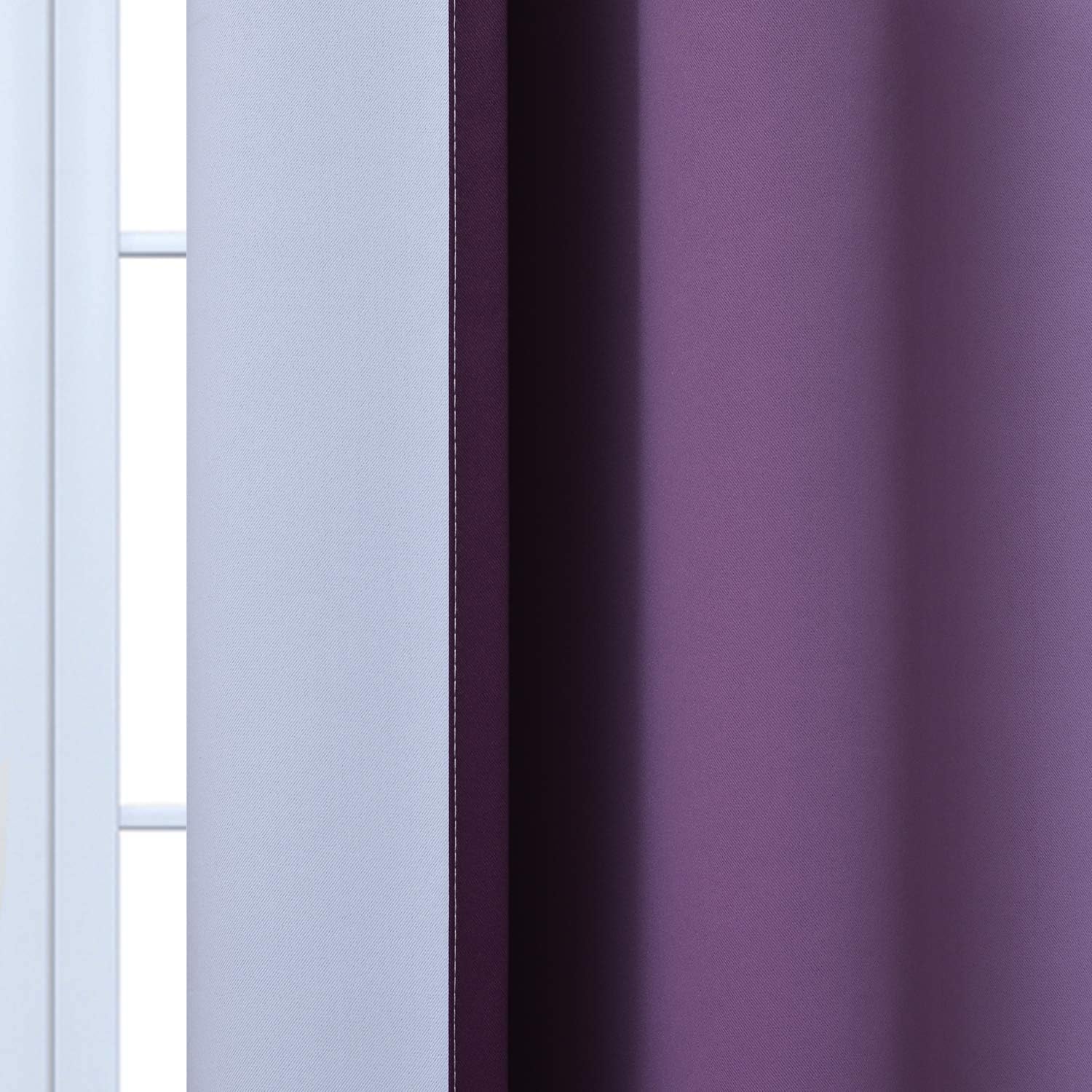 Yakamok Room Darkening Ombre Curtains 84 Inch Length, Purple and Greyish White Thermal Insulated Gradient Color Curtains, Light Blocking Gro…