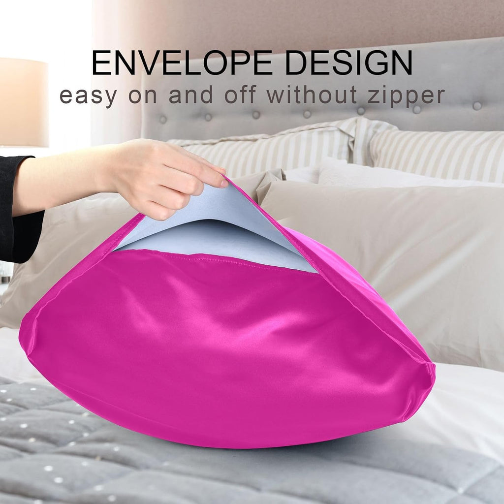 Electric Pink Color Pillow Covers Silk Pillowcase for Hair and Skin Breathable Silky Soft Satin Pillowcase Standard Size Pillow Case for…