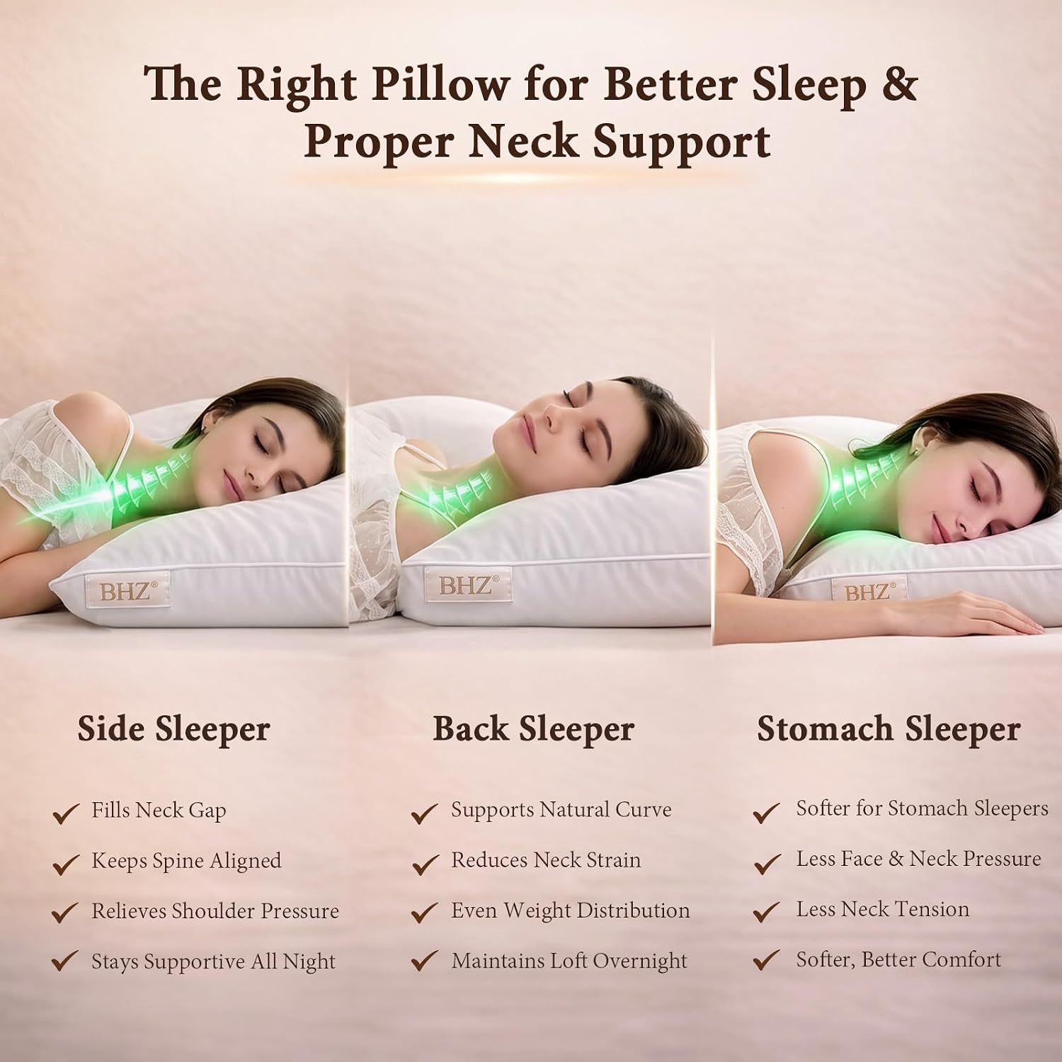 BHZHouseholdProducts BHZ King Pillow Feather Down Hotel My King Pillow Bed Goose Pillows Alternative Luxury Pillows for Sleeping Side and B…