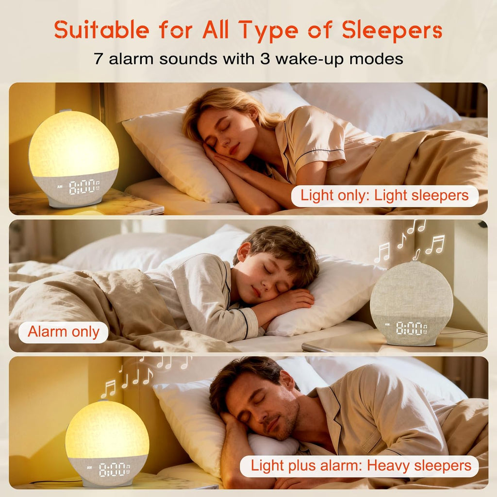 Sunrise Alarm Clock White Noise Machine, Sunset Simulation, 30 Soothing Sounds, 12 Color Night Light, Dimmable Sunlight Lamp Wake Up…