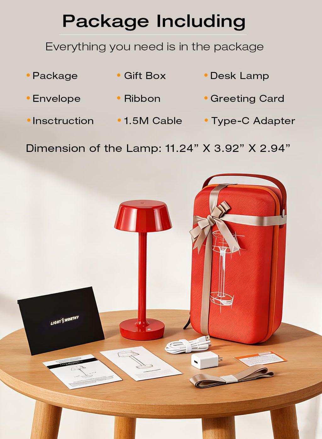 Cordless Rechargeable Table Lamp with Power Charger, Portable LED Desk Lamp,5000mAh Battery Operated,2700K-5700K Tunable, Stepless Touch…