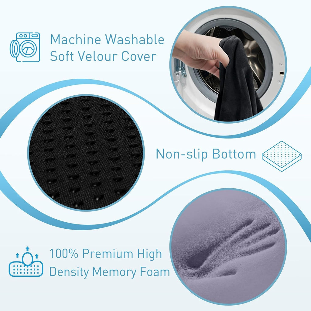 BlissTrends Seat Cushion,5.2in Thick Memory Foam Cushions for Office Chair, Car Seat, Airplane, Relieving Pressure Tailbone Sciatica Back P…