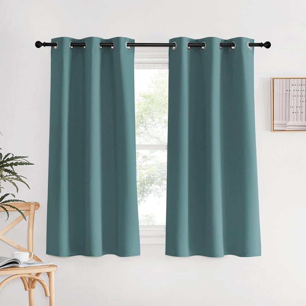 NICETOWN Modern Blackout Curtains Noise Reducing, Greyish Blue, 2 Panels, W34 x L60 -Inch, Thermal Insulated and Privacy Room Darkening…