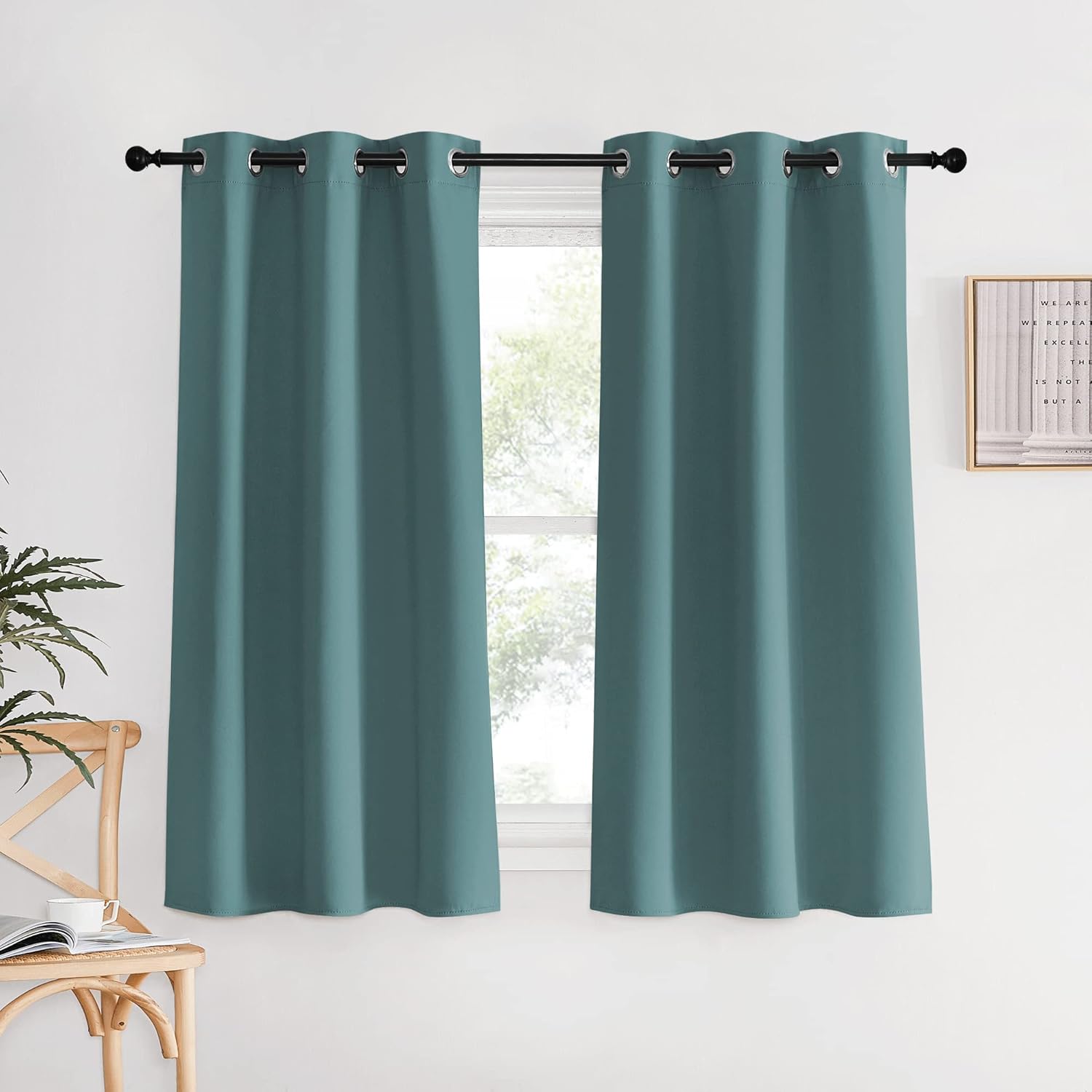 NICETOWN Modern Blackout Curtains Noise Reducing, Greyish Blue, 2 Panels, W34 x L60 -Inch, Thermal Insulated and Privacy Room Darkening…
