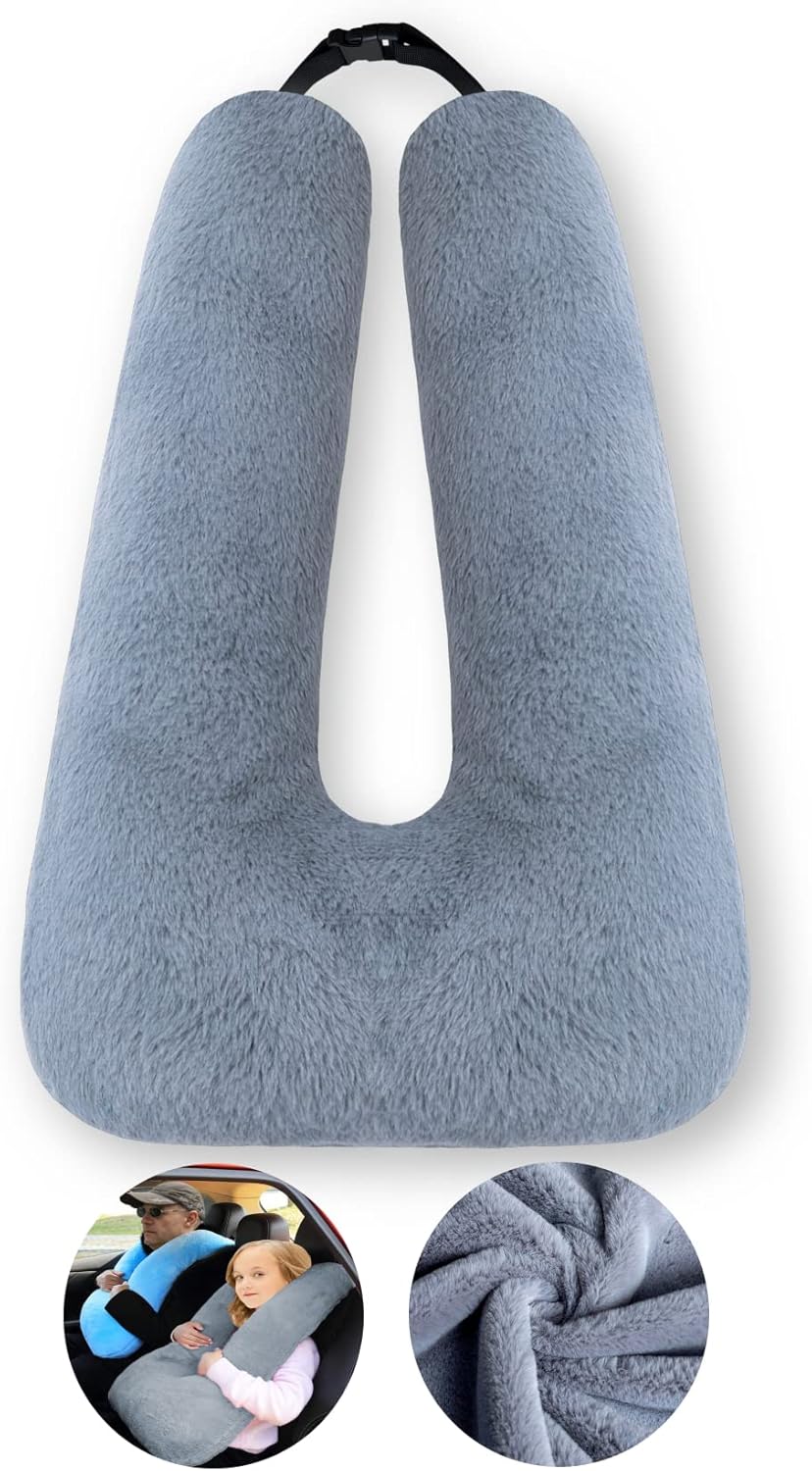 FHSGGP Travel Pillow Car Pillow Kid Car Sleeping The Sleeping Aid for Adults and Kids on Road Trips Kids Travel Pillow Gray