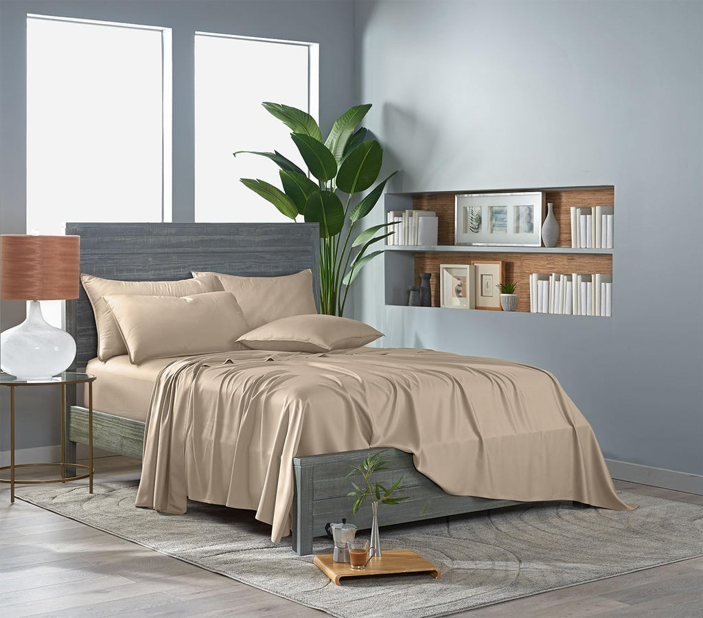 PureBamboo Pure Bamboo Split King Sheets, Genuine 100% Organic Viscose Derived from Bamboo Bed Sheet Set, Soft & Cooling, Double Stitching,…