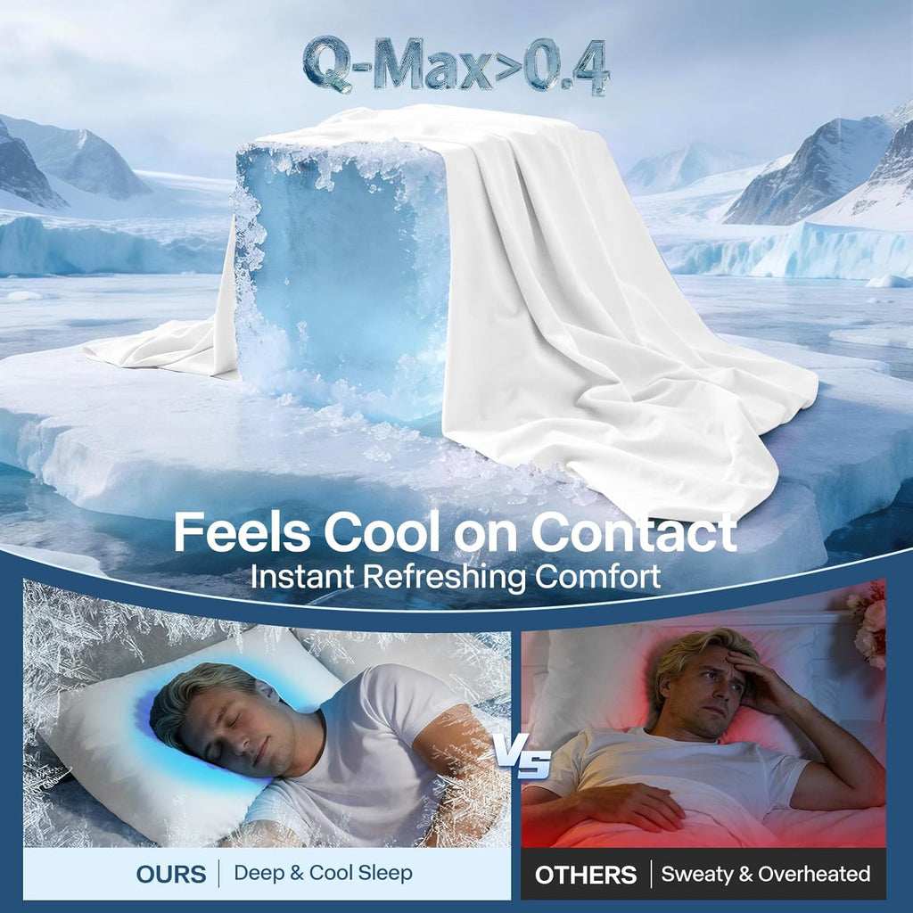 Premium Cooling Pillowcases King Size Set of 2 for Hot Sleepers&Night Sweats Beauty Sleep Reduces Wrinkles&Frizz Softer Than Silk Pillow…