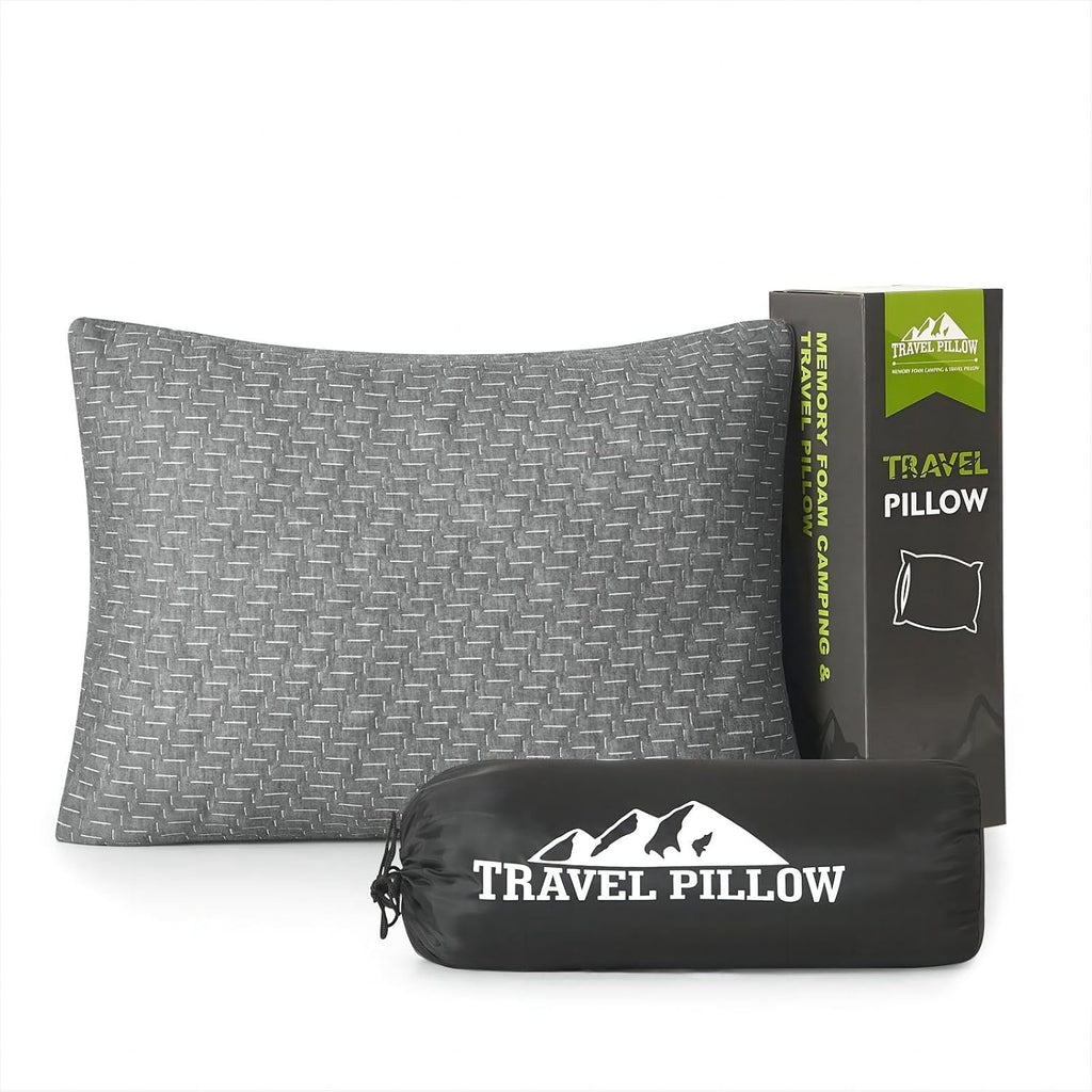 Camping Pillow Travel Pillow Small Shredded Memory Foam Pillow - Compressible Medium Firm, Breathable Cover, Ideal Backpacking Hiking…