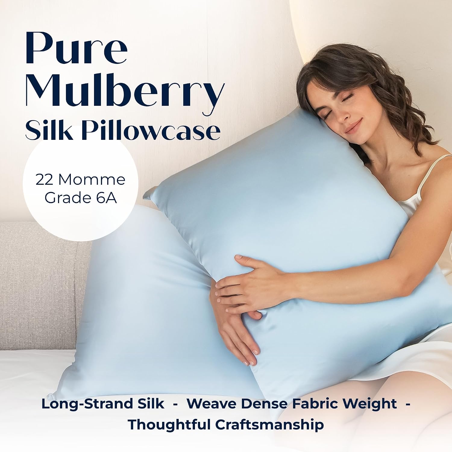 Mulberry Silk Pillowcase – Pure Silk Pillow Cover for Healthier Hair & Smoother Skin – Soft, Breathable and Temperature-Regulating…
