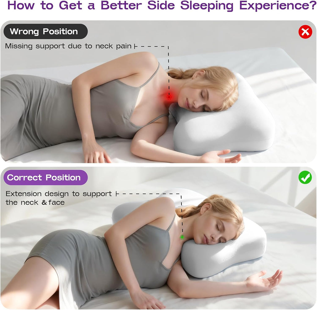 Zz-Well Side Sleeper Pillow - Patented Cervical Neck Pillow for Sleeping with Cooling Cover - High Loft Heavy Density Memory Foam Pillows f…