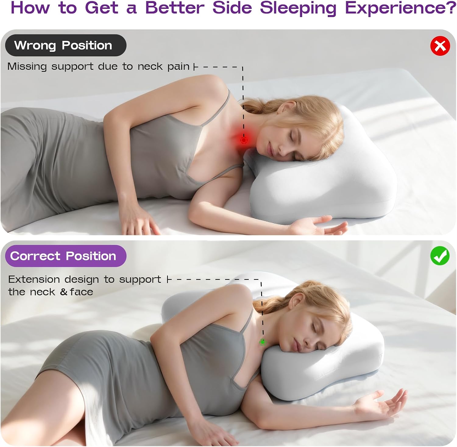Zz-Well Side Sleeper Pillow - Patented Cervical Neck Pillow for Sleeping with Cooling Cover - High Loft Heavy Density Memory Foam Pillows f…