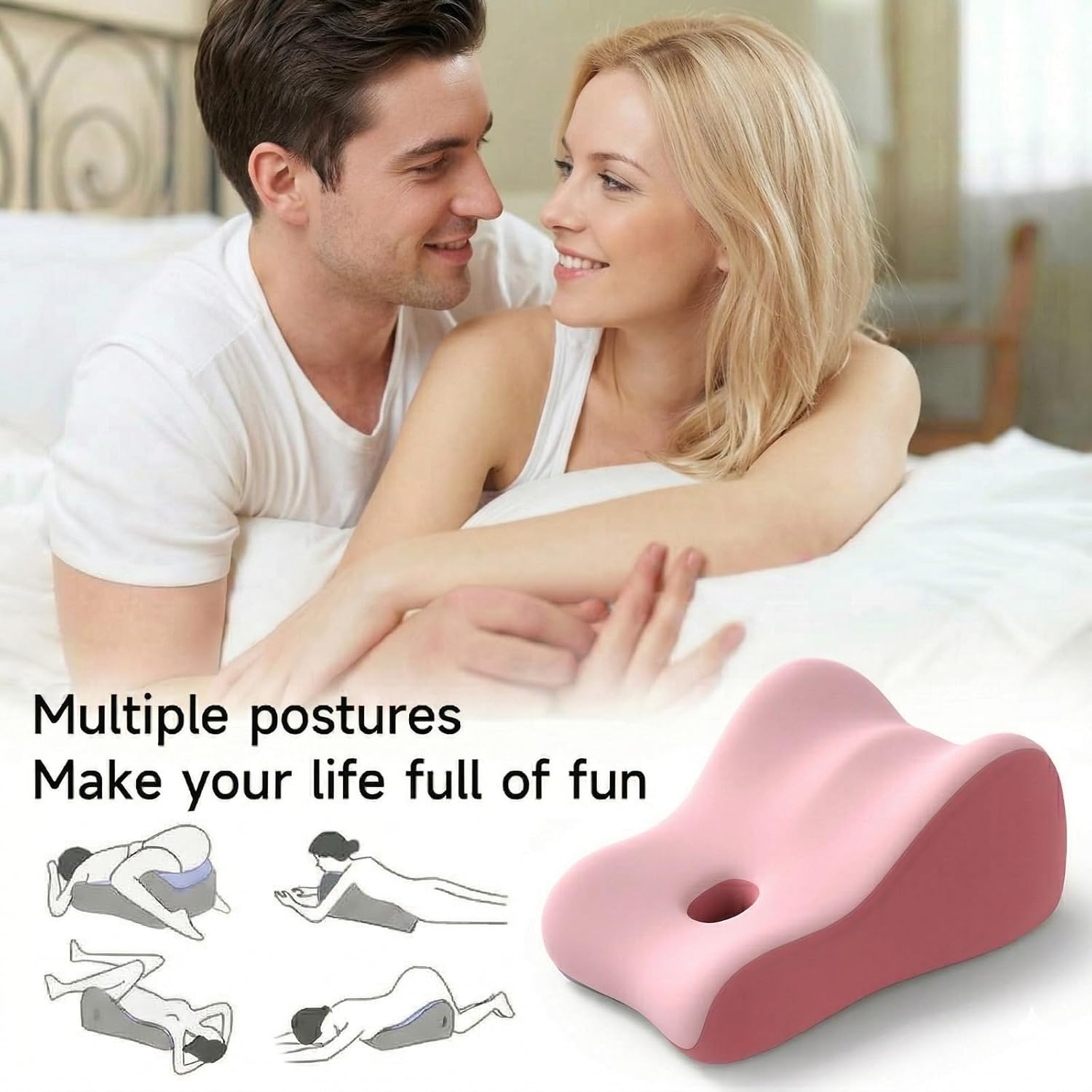 Ergonomic Memory Foam Wedge Pillow for Couples, Intimacy & Love Pillow for Adult Play, Bed Reading Cushion for Back Pain and Acid Reflux…