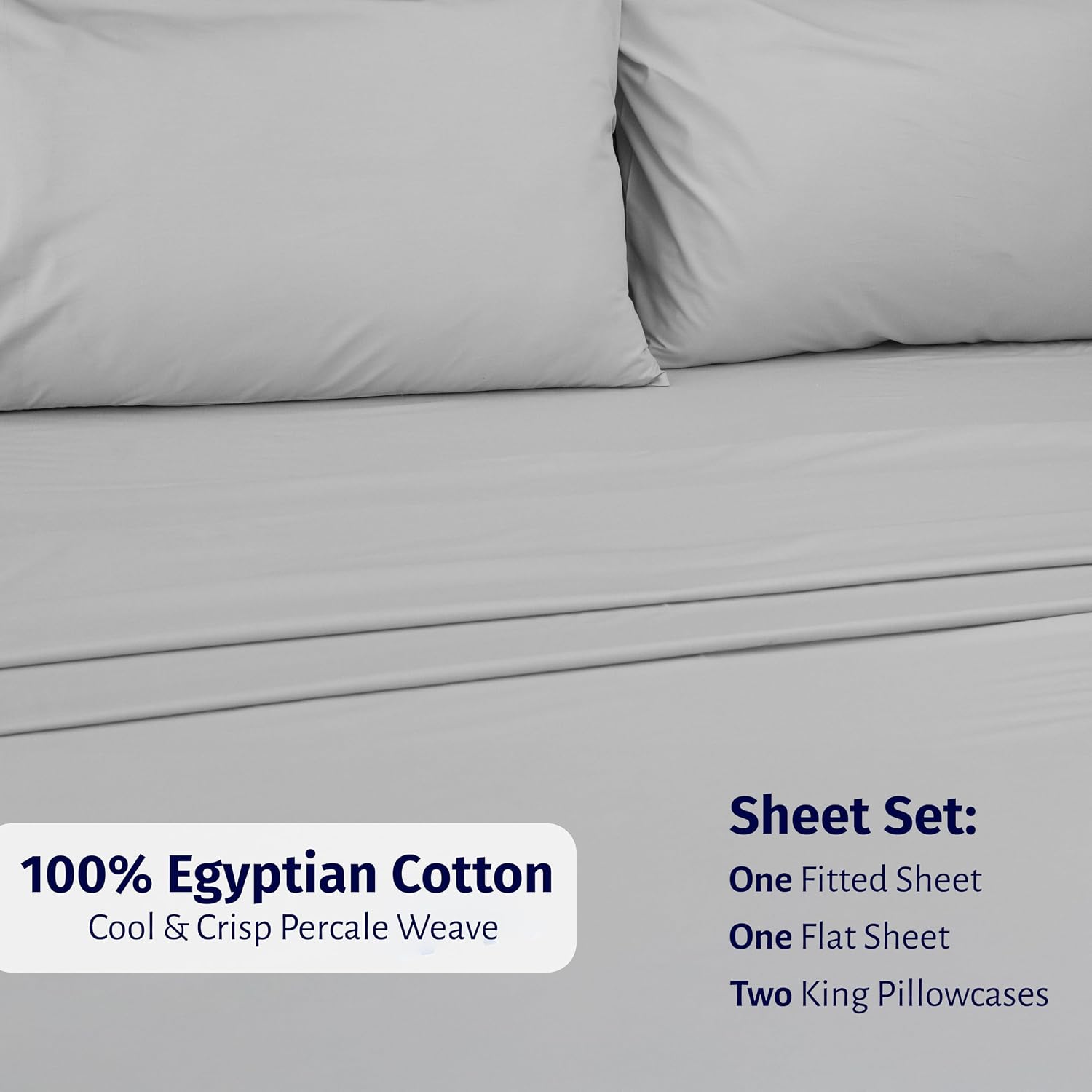 CaliforniaDesignDen California Design Den Certified 100% Egyptian Cotton Sheets Cal King Size Set - Percale Sheet Set with Deep Pockets, Li…