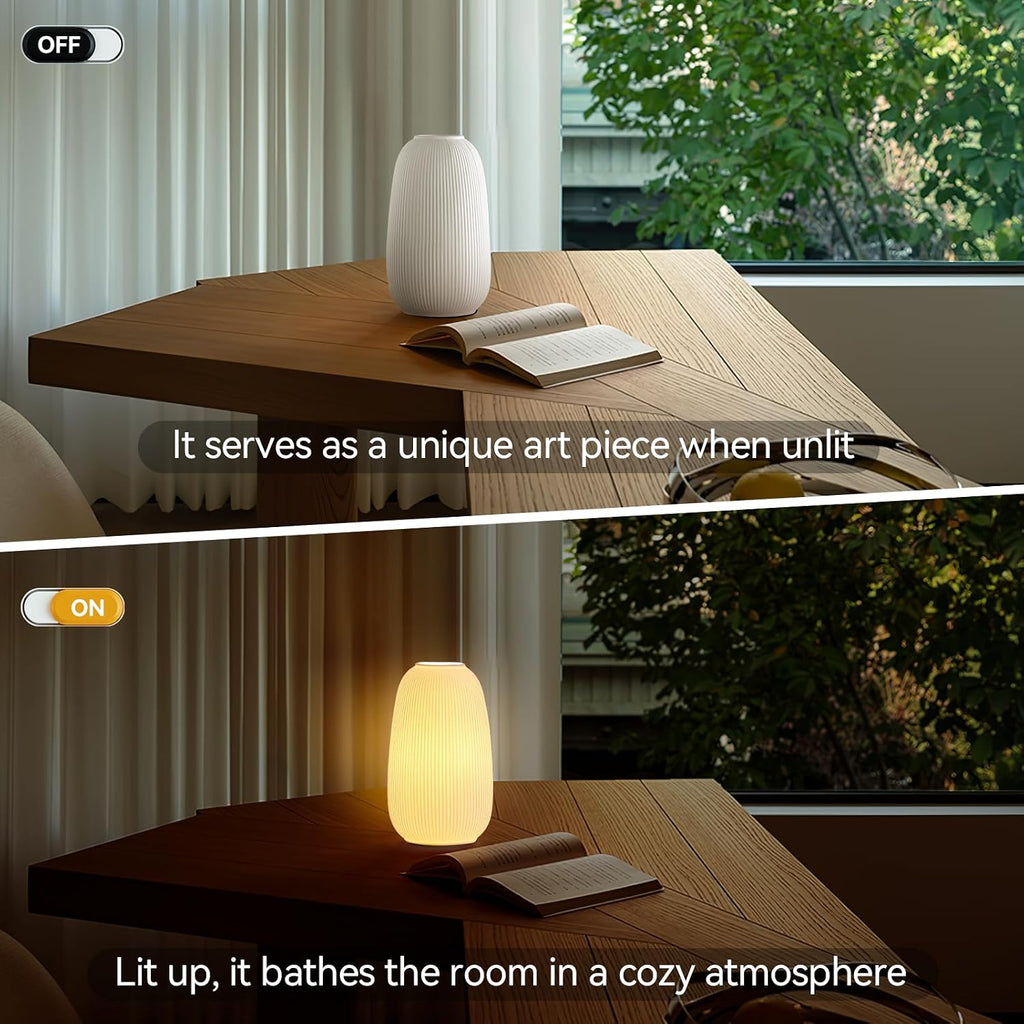 ZUIKAIG 9.5" Modern Ceramic Table Lamp, White Bedside Table lamp, Night Lamp, Decorative Lamp, Ambient Lighting, Artistic lamp, Suitable…