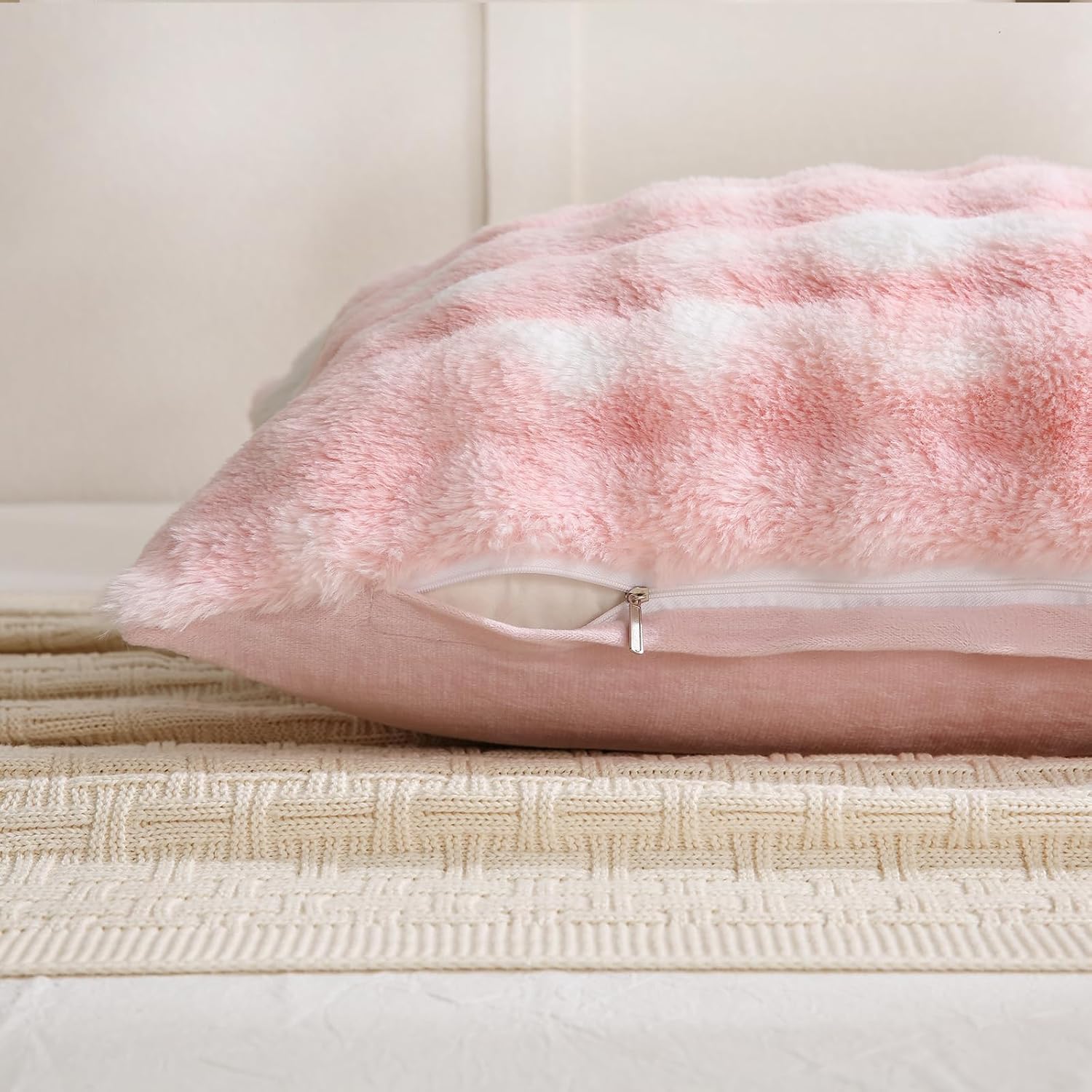 Chumerry Pink Fluffy Body Pillow Cover Faux Fur Pillowcase Extra Soft Fuzzy Plush Long Pillow Cover Gradient Pink Shaggy Body Pillow Case f…