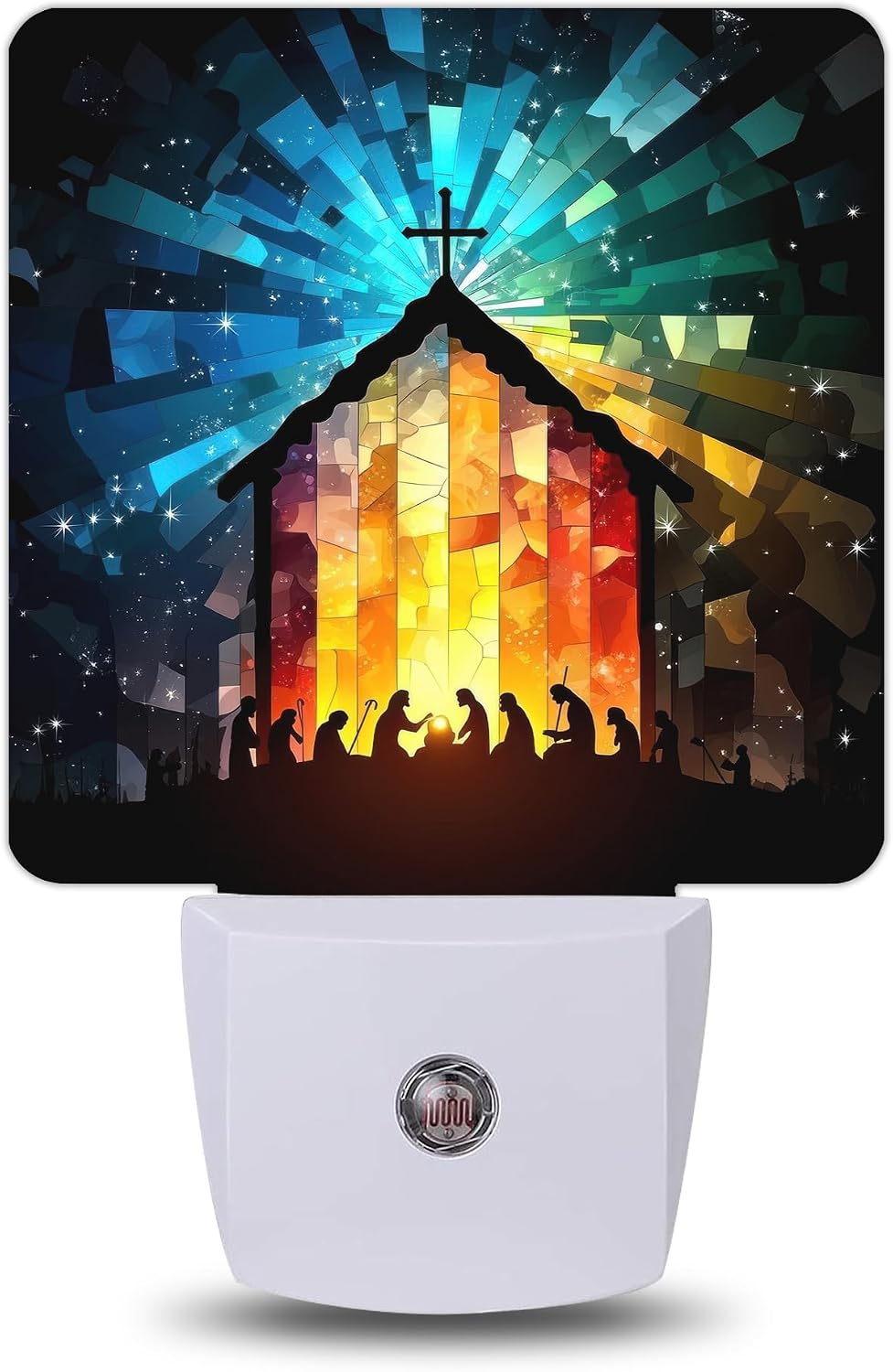 Nativity Stained Glass Night Lights Plug into Wall, Night Light with Dusk to Dawn Sensor for Bedroom Bathroom Kitchen Hallway Stairs…