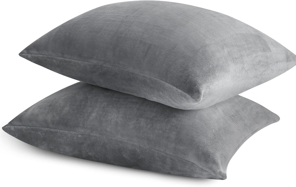Bedelite Flannel Pillow Cases Queen Size Set of 2, Super Soft Fleece Pillowcases with Zipper for Bedroom, Sofa, Couch, Luxury Cozy Fuzzy Vel…