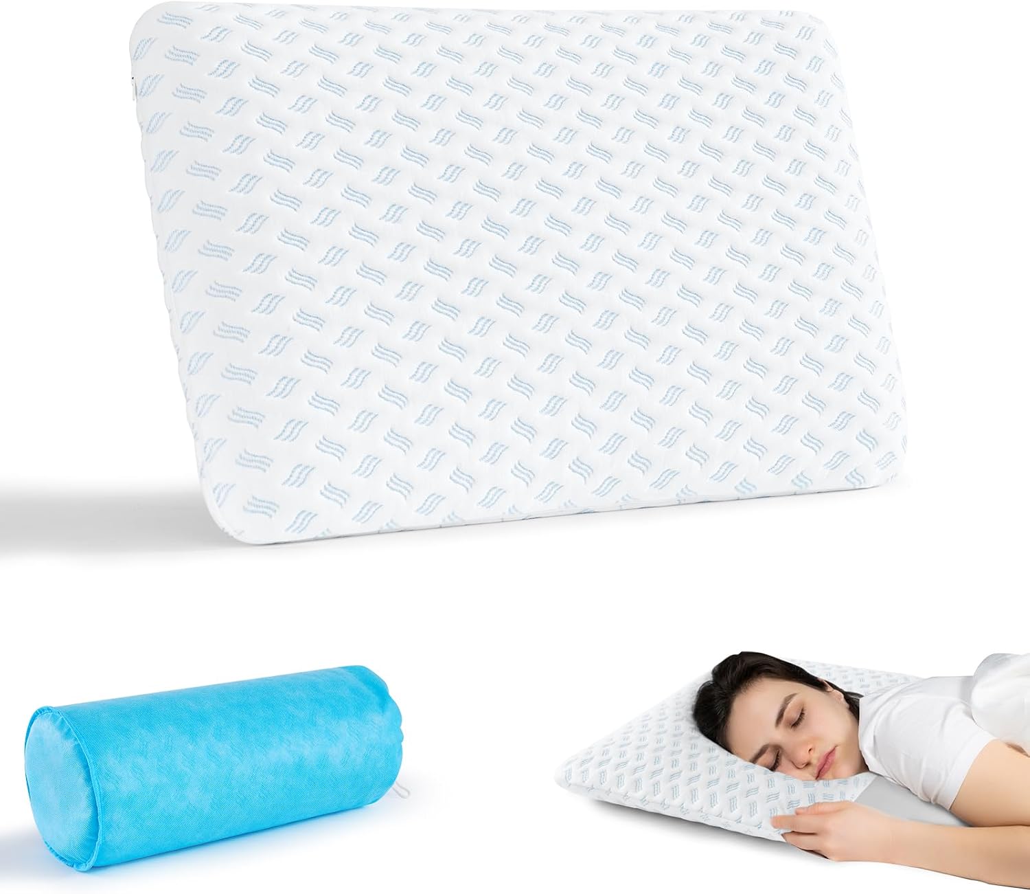 slybearsleepbetter Ultra Thin Pillow 2.75" cooling Memory Foam Pillows for Stomach Sleeping, Gel Infused Pillows for Side Back Stomach…