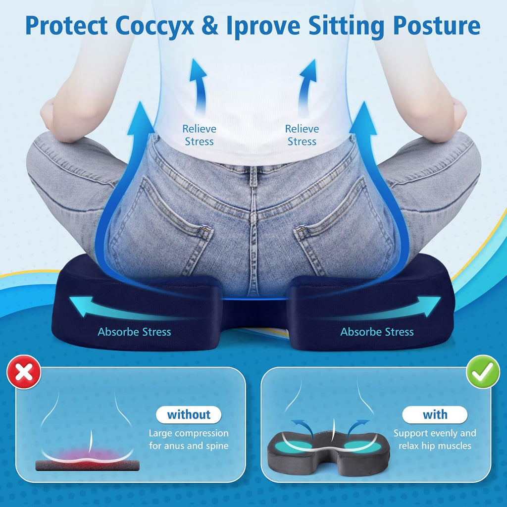 CloudBliss Gel Seat Cushion - Cooling Gel Enhanced, Memory Foam, Ergonomic Seat Cushion for Long Sitting for Office, Game, Car, Airplane…