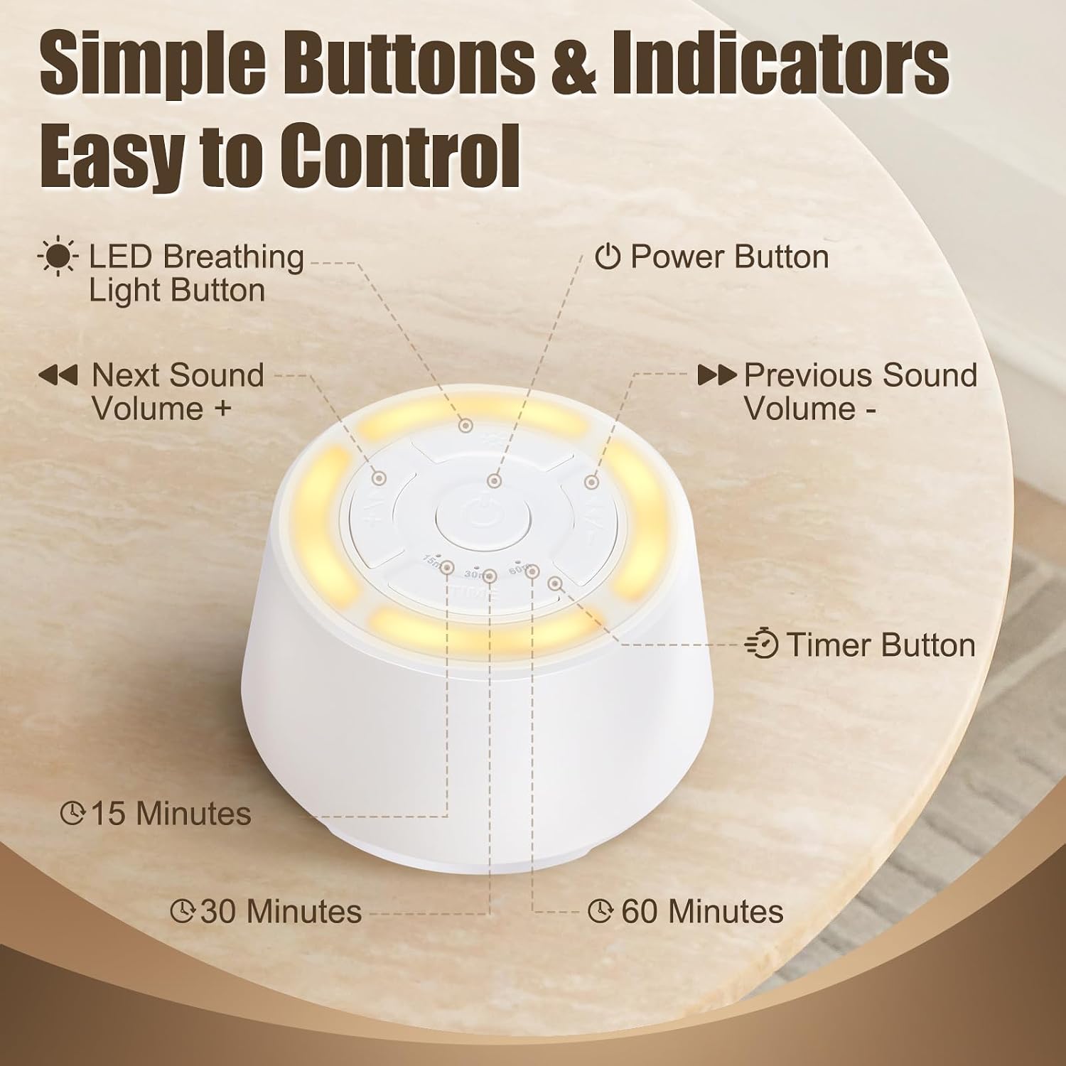 Sound Machine for Sleep - White Noise Sound Machine with Night Light Rechargeable White Noise Machine with 16 Soothing Sounds, Timer and…