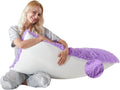 Wsofrlac Fluffy Silk Full Body Pillow for Adults 20x54 Satin Body Pillow Cover Pillowcase with Memory Foam for bed Purple Pregnancy Cuddle…