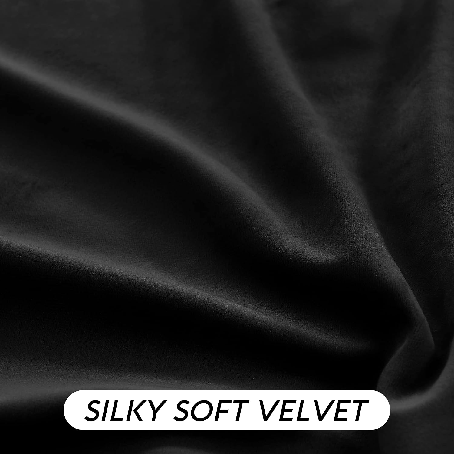 Rybhome RYB HOME Velvet Blackout Curtains for Bedroom - Black Super Soft Room Darkening Thermal Insulating Window Drapes for Living Room Di…