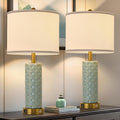 Set of 2 Table Lamp for Living Room Bedroom Farmhouse,26'' Touch Control Bedroom Spa Blue Ceramic Lamps 3-Way Dimmable Bedside Lamps with…