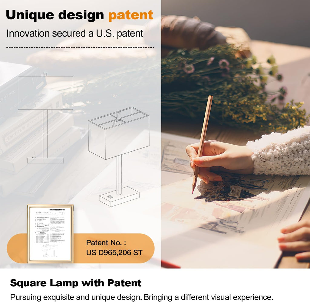 21" Touch Bedside lamps with 2 USB & AC Outlets, 3-Way Dimmable Bedside Table Lamps Set of 2 for Bedroom Living Room Office Reading…