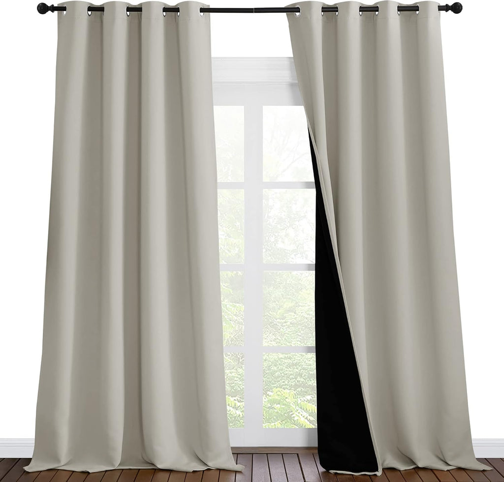 Nicetown Full Shading Curtains 96 inches Long 2 Panels Set for Windows, Super Heavy-Duty Black Lined Blackout Curtains for Bedroom, Privacy…