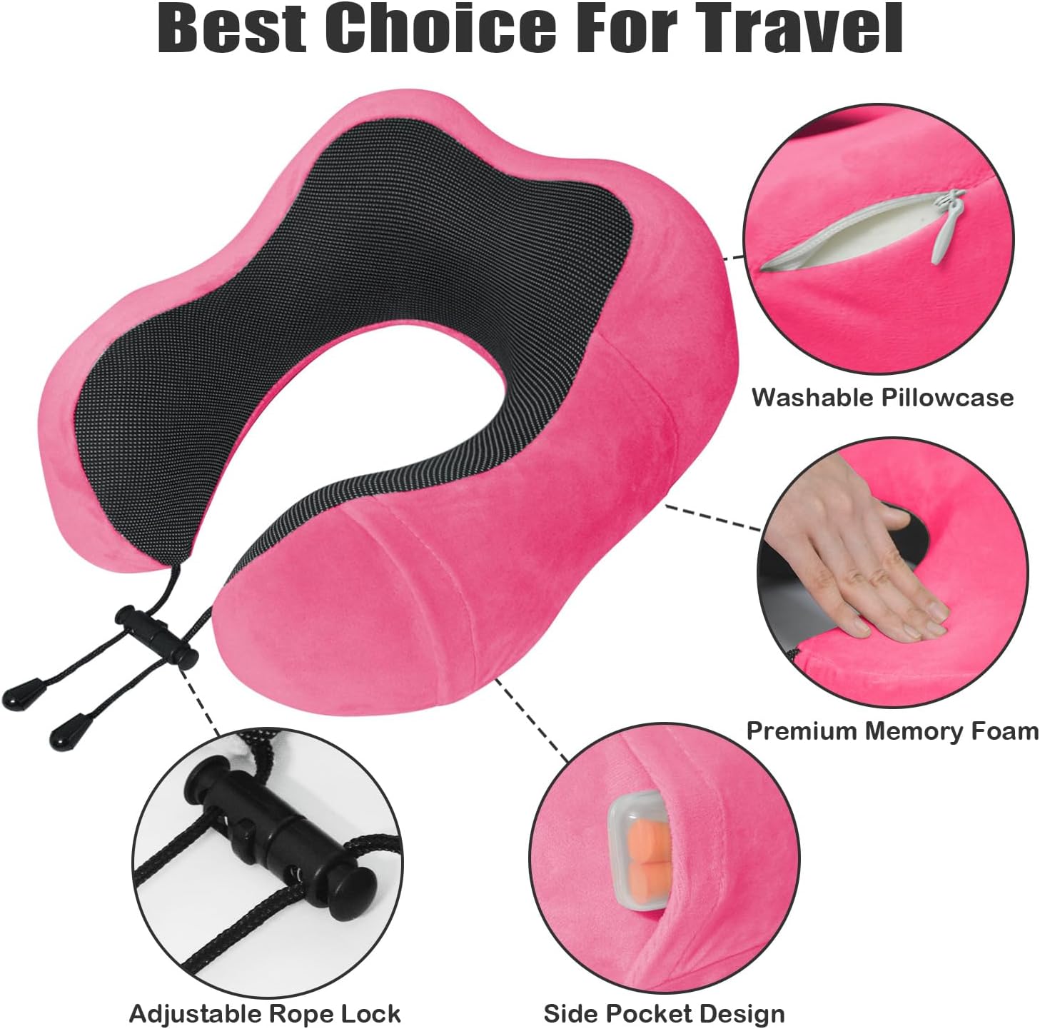 Elvodosia Travel Pillow, Memory Foam Neck Pillow for Traveling, U Shape Neck Pillow Airplane Portable Flight Pillow Travel Kit with…
