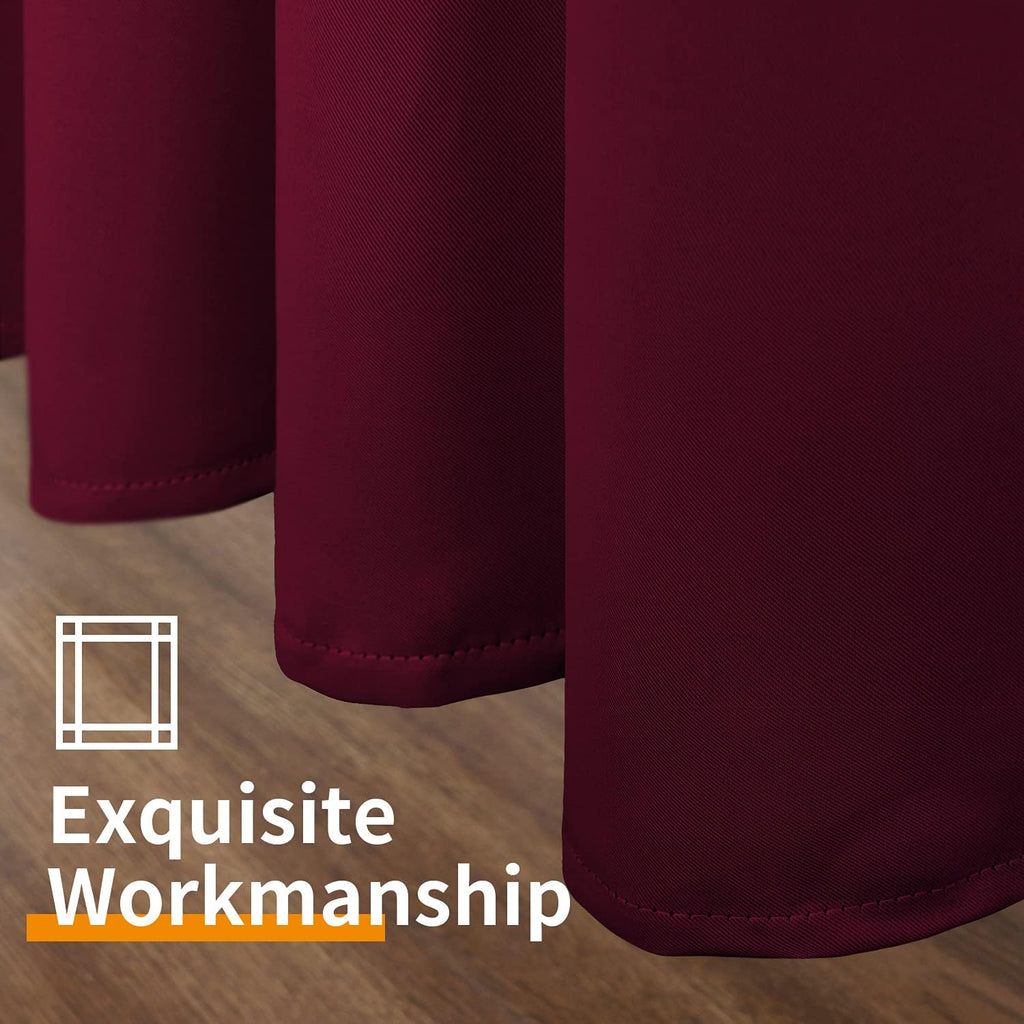 YoungsTex Burgundy Blackout Curtains for Living Room 72 Inch Length - Thermal Insulated with Grommet Room Darkening Drapes for Bedroom Dini…