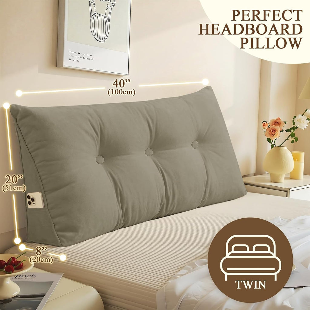 DANGHOOGY Headboard Pillow Twin, Large Triangular Wedge Headboard Pillow for Reading and Resting, Backrest Positioning Support Pillow…