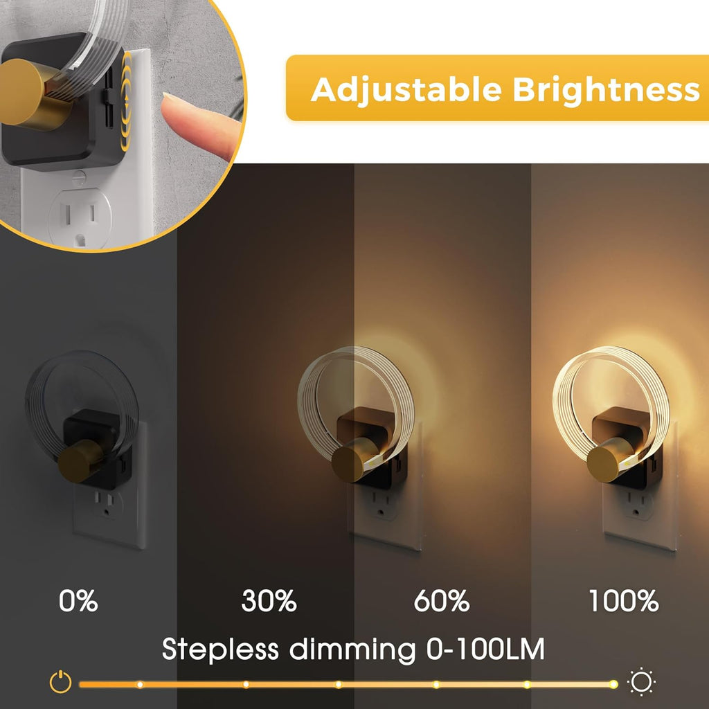 L LOHAS LED Night Lights Plug into Wall, 2 Pack Plug in Night Lights with Light Sensor, 3000K Soft White, 0-100LM Brightness Adjustable…
