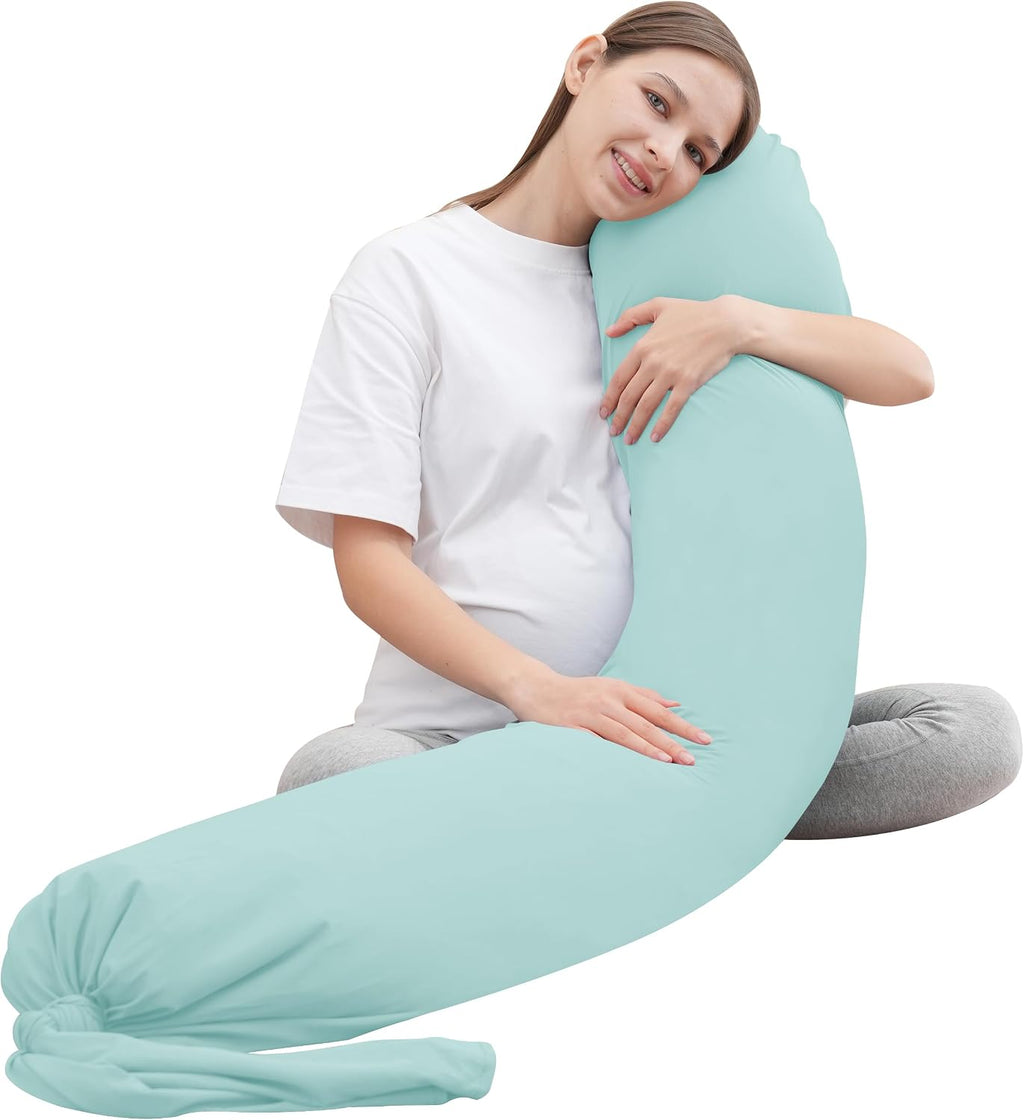 Moonpark MOON PARK Pregnancy Pillow - Incredibly Smooth and Soft Cooling Cover I Shaped Full Body Maternity Pillow with Removable Cover - S…