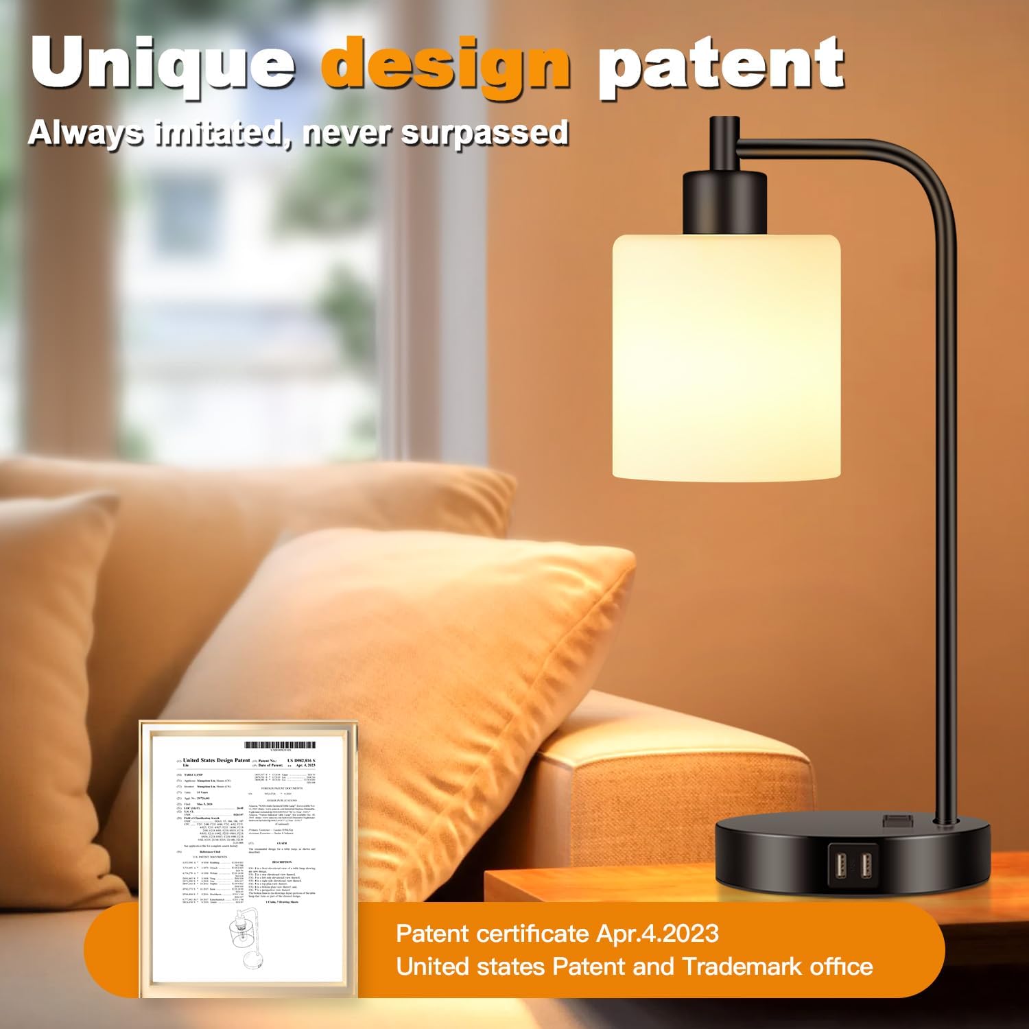 Set of 2 Industrial Touch Control Table Lamps with 2 USB Ports and AC Outlet - 3-Way Dimmable Black Bedside Lamp Nightstand Desk Lamps…