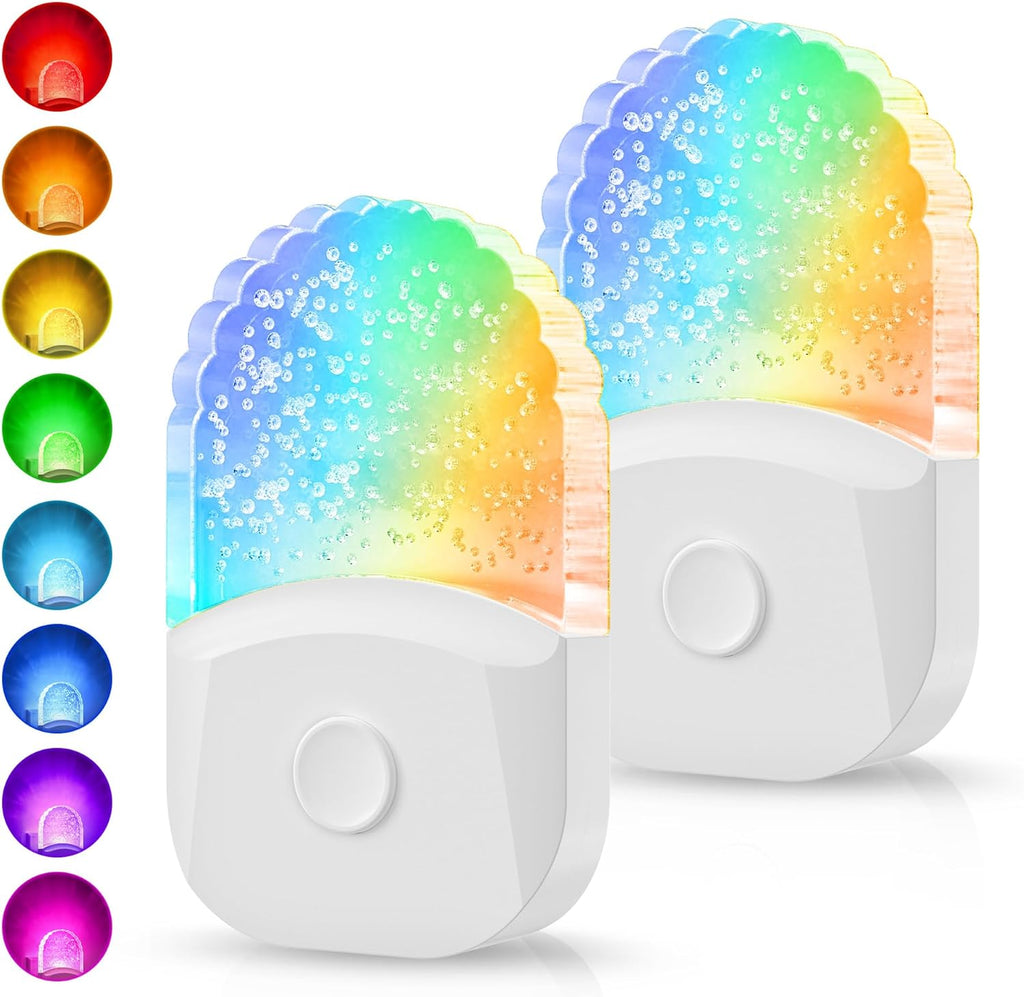Night Lights Plug Into Wall [2 Pack], Color Changing Night Light for Kids, 8-Color RGB LED Nightlight with Dusk to Dawn Sensor for…