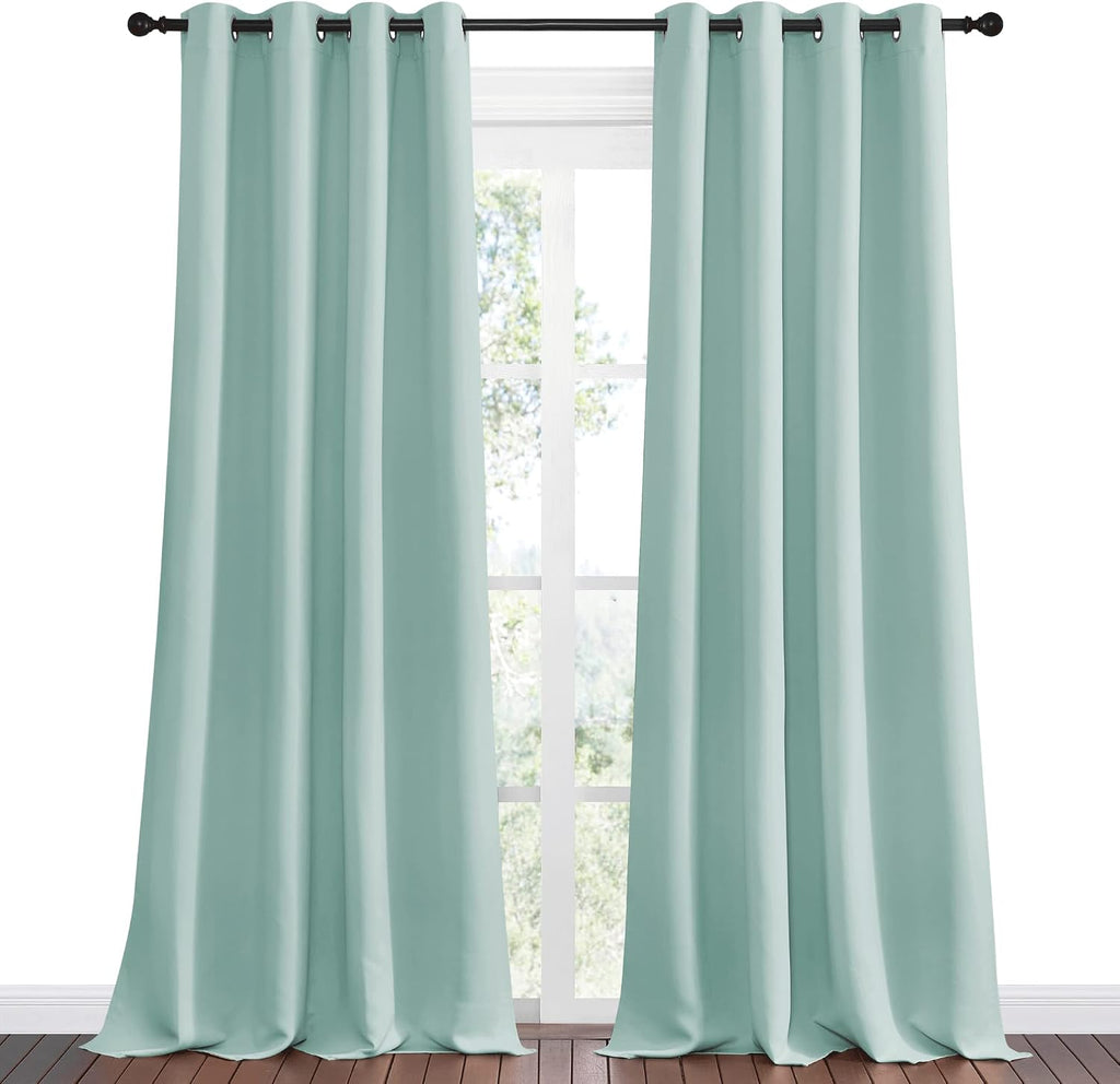 Nicetown Aqua Blue Blackout Curtains 108" Long for Office, Dining Room, Guest Room, 55" Wide by 108" Long, 2 Pieces, Sound Reducing Heat an…