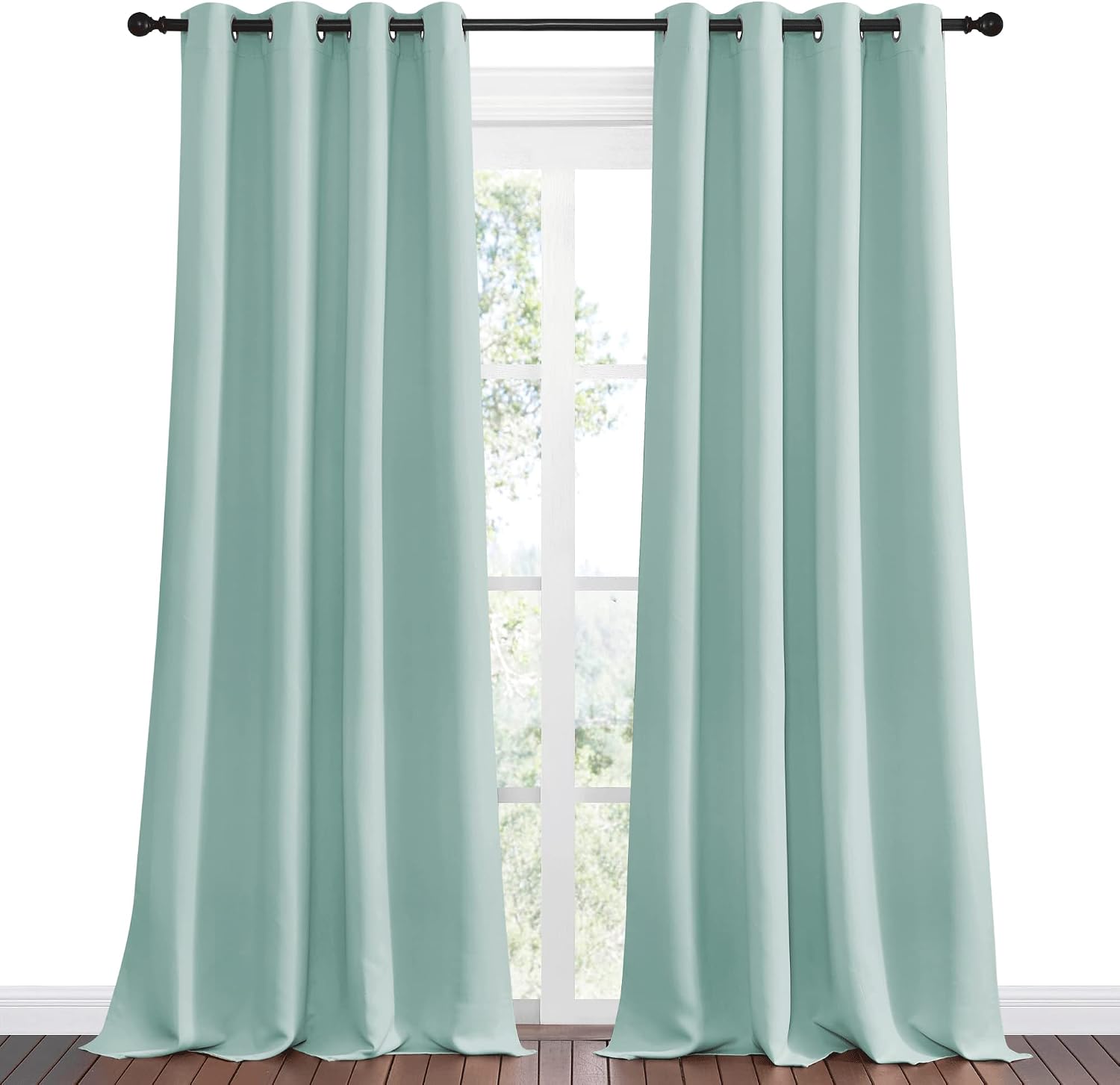 Nicetown Aqua Blue Blackout Curtains 108" Long for Office, Dining Room, Guest Room, 55" Wide by 108" Long, 2 Pieces, Sound Reducing Heat an…