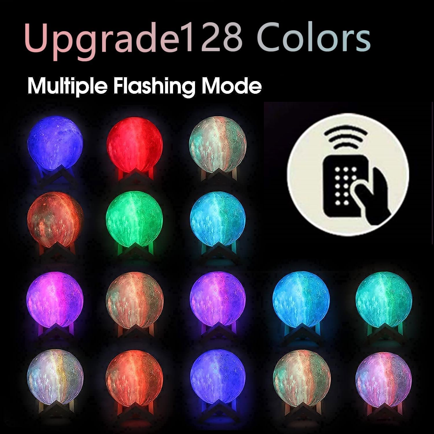 CPLA Galaxy Moon Lamp Upgrade 128 Colors, Birthday Gifts for Kids Girls Boys Teens Her, Remote & Touch Control, Diameter 5.9 inch