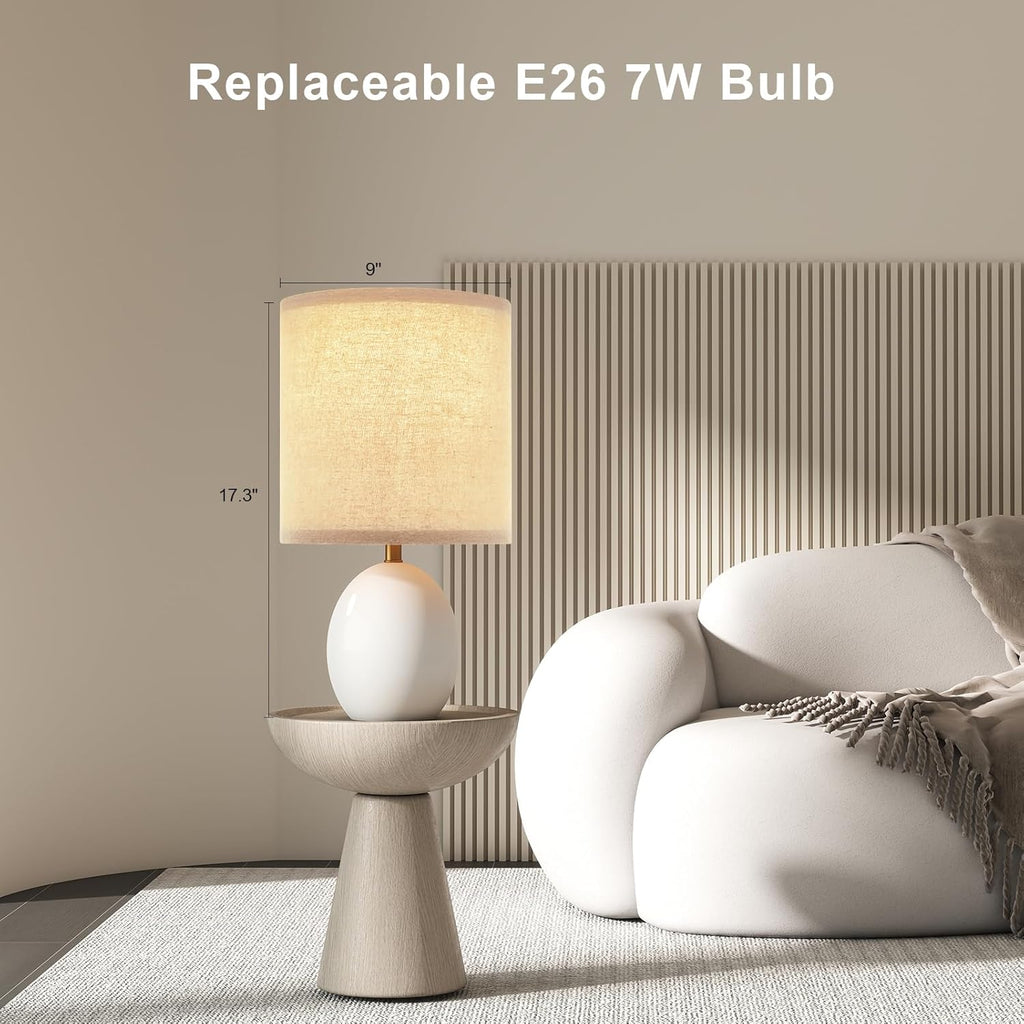 Dawnwake 17.3" Table Lamp Set of 2 for Living Room Bedroom, Bedside Lamps for Night Stands, Desk Nightstand Lamp Dimmable, Modern Linen…