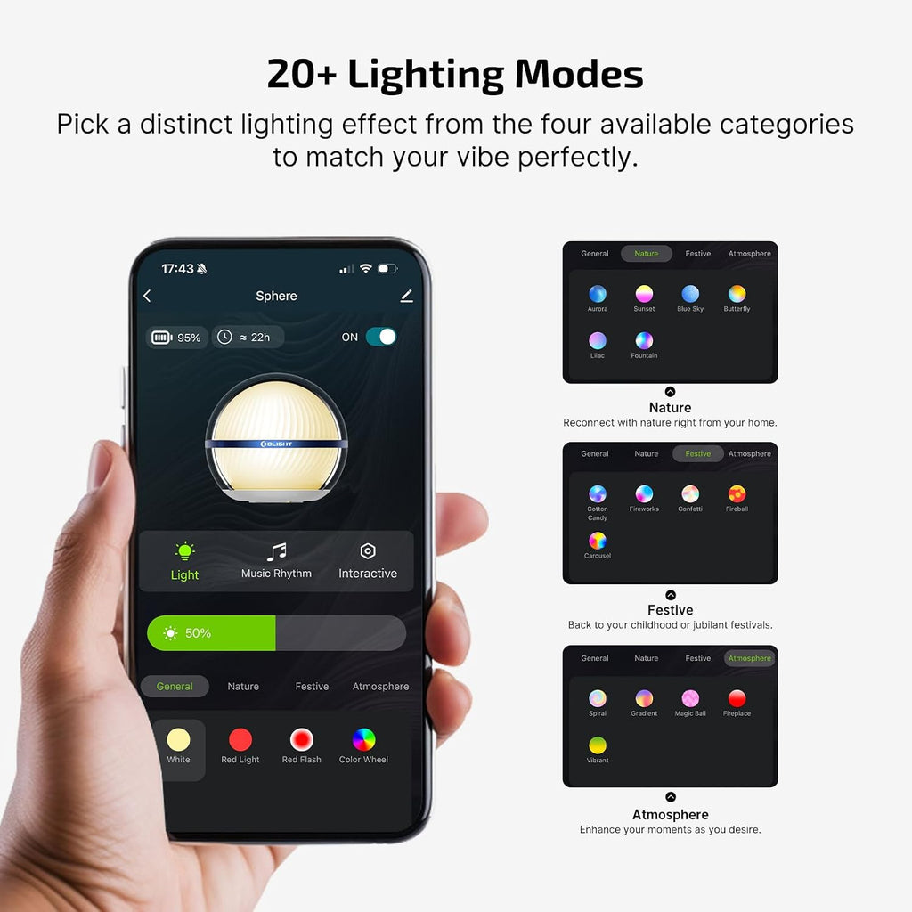 OLIGHT Sphere Smart Night Light, 75 lumens Stepless Dimming Table Lamp with Remotely APP Control, Magnetic Rechargeable RGB Ambient…