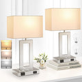 3 Color Temperatures Touch Control Table Lamps Set of 2, Stepless Dimmable Bedside Lamps with 2 USB Ports&AC Outlet, Modern Nightstand…
