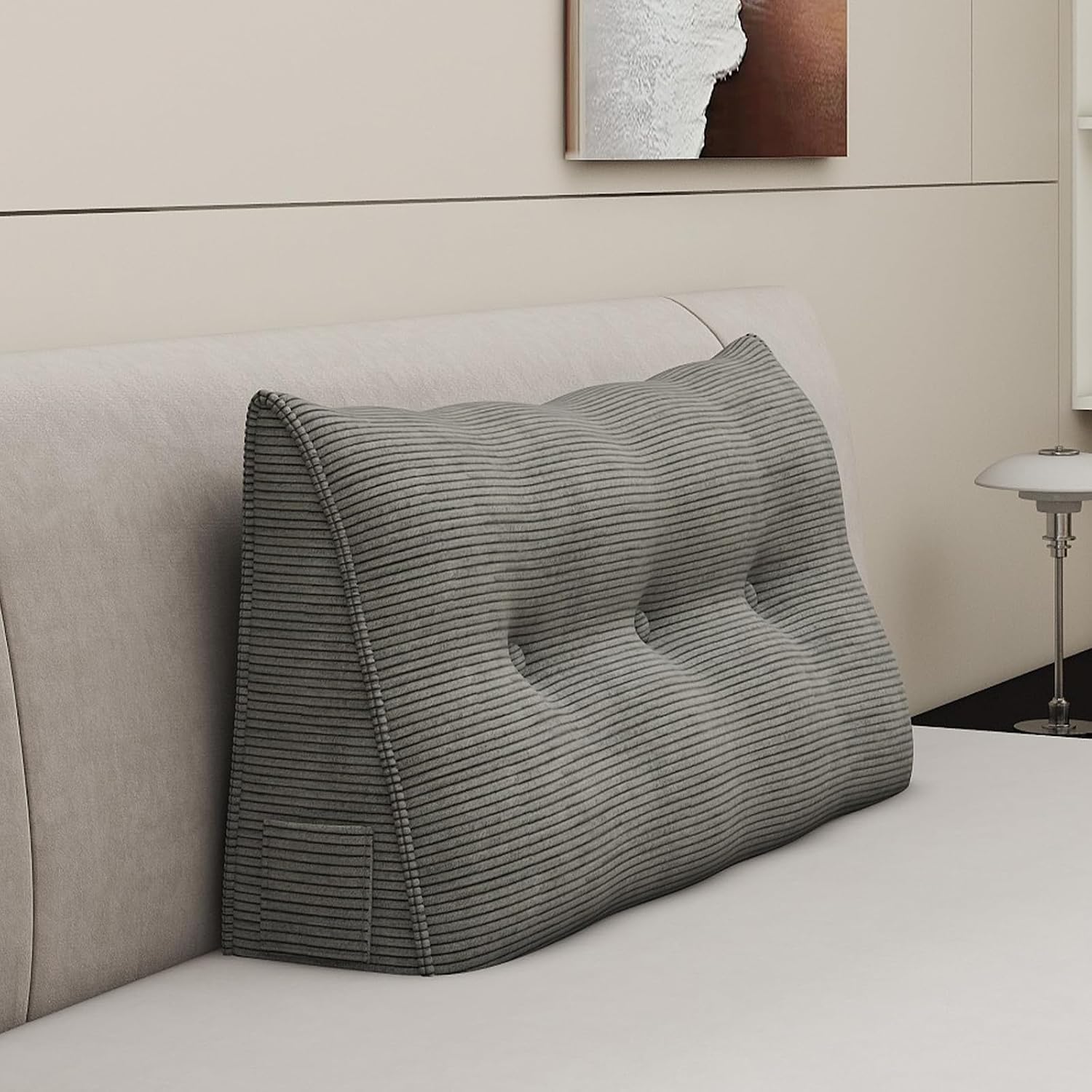 Headboard Wedge Pillows for Sitting Up in Bed Rest Adult, Triangular Upholstered Stuffed Reading Pillow for Sofa Couch Back Cushions…