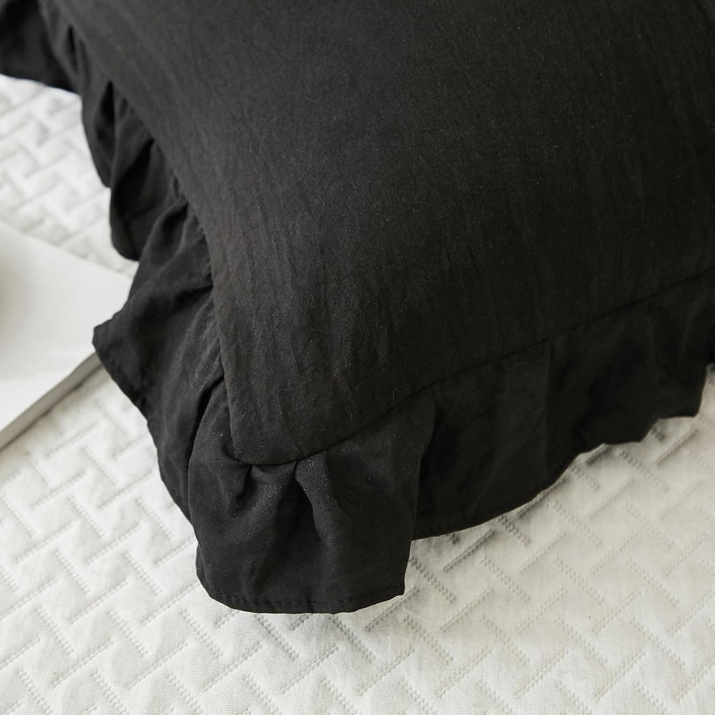 Merryword Black Body Pillow Cover 20x54inches Long Pillowcase Ruffled Pillowcases Shabby Chic Ruffled Fringe Decor Body Ruffled Pillow Sham…