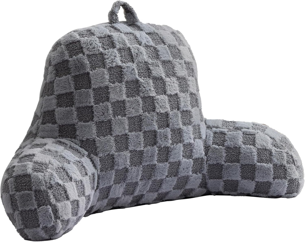 Aimuan Checkered Reading Pillow Bed Rest Wedge Backrest Checkerboard Pillow with Arms Back Support for Sitting Up in Bed Cushion Incline…