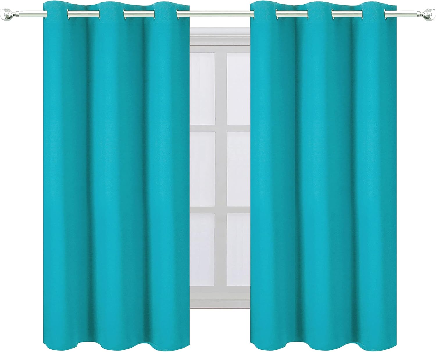 Lemomo Teal Blackout Curtains 34 x 54 Inch Length/Set of 2 Curtain Panels/Thermal Insulated Room Darkening Blackout Curtains for Bedroom 54…