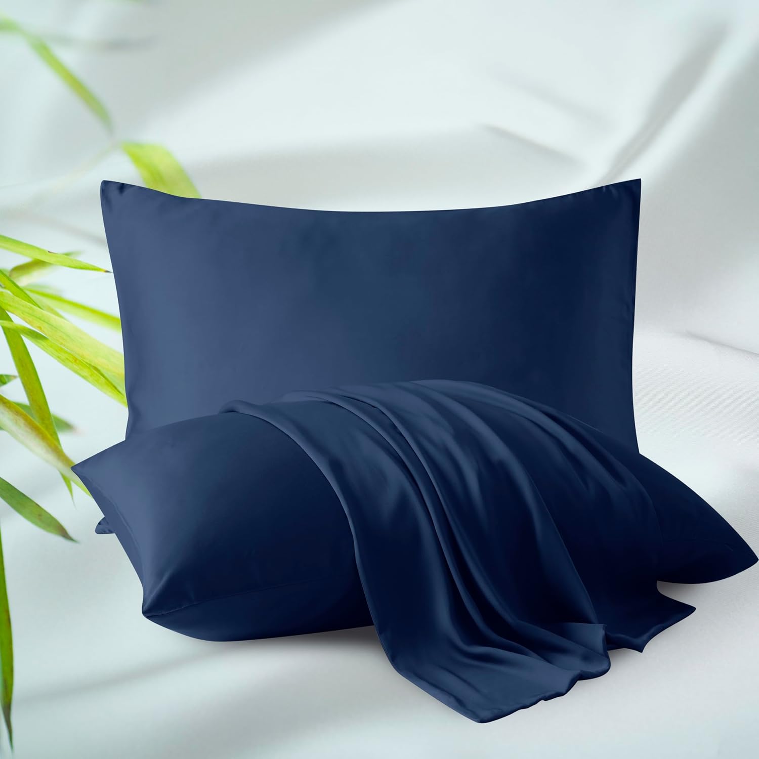 Bamboo Viscose Zippered Pillow Cases Standard Size Set of 2, 400 Thread Count Cooling Pillow Protectors for Hot Sleepers, Luxurious Hotel…