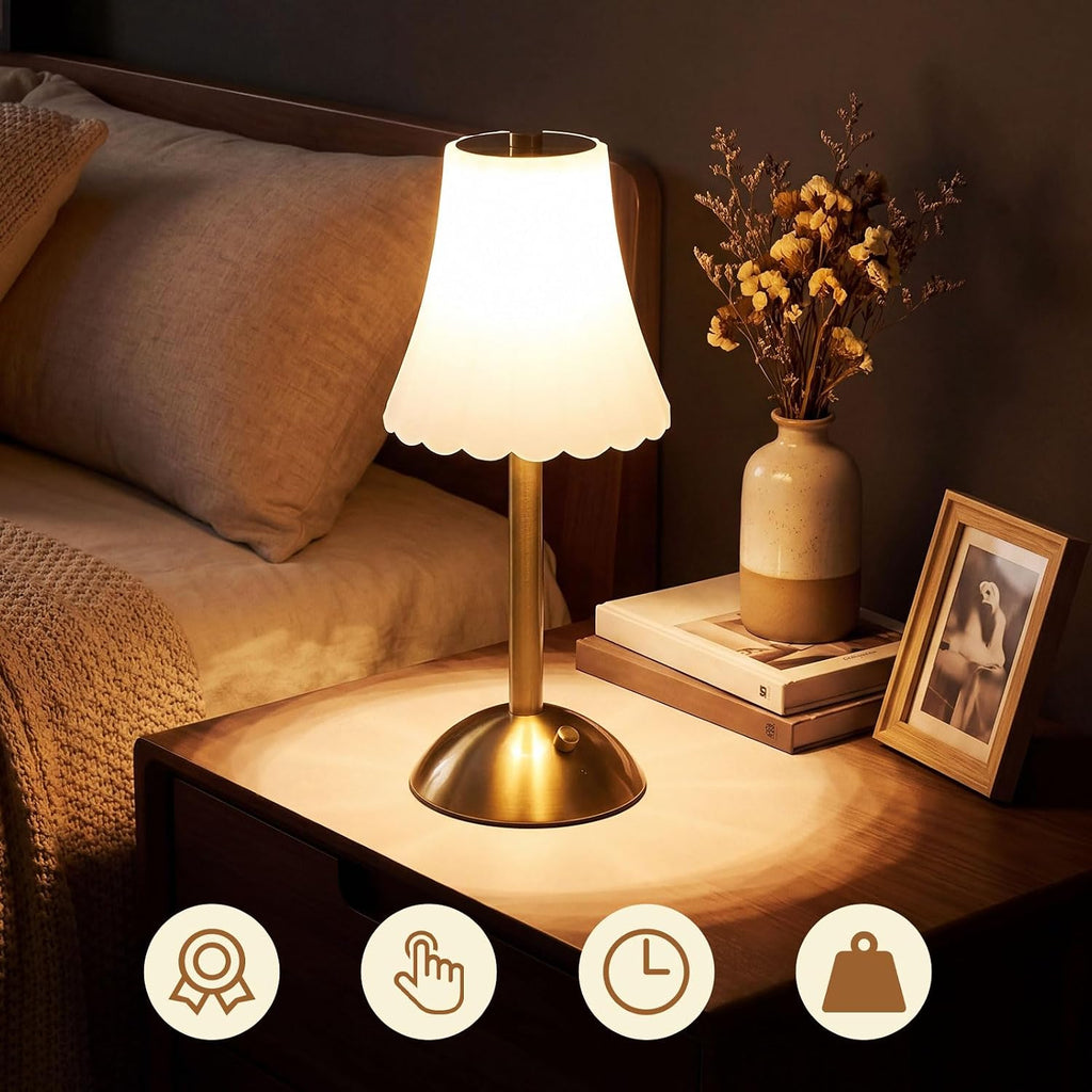 Liliful 2 Pcs Cordless Table Lamp Rechargeable Touch LED Small Gold Portable Battery Operated USB-c Desk Lamp 3 Color Dimmable for…