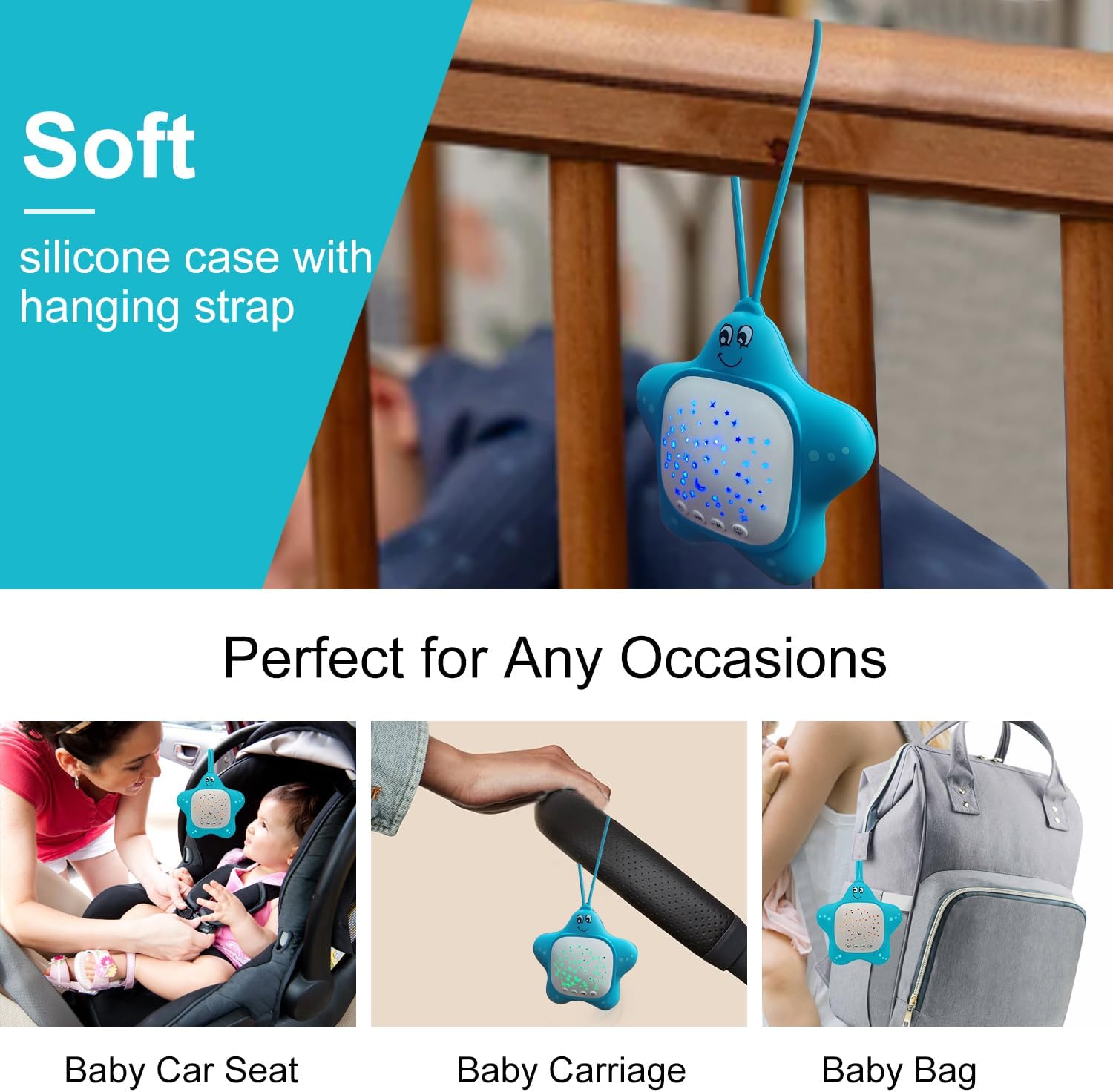 Junificent White Noise Machine for Baby with Star Projector | Music for Nursery & Travel | Portable Sound Machine Lullabies for I…